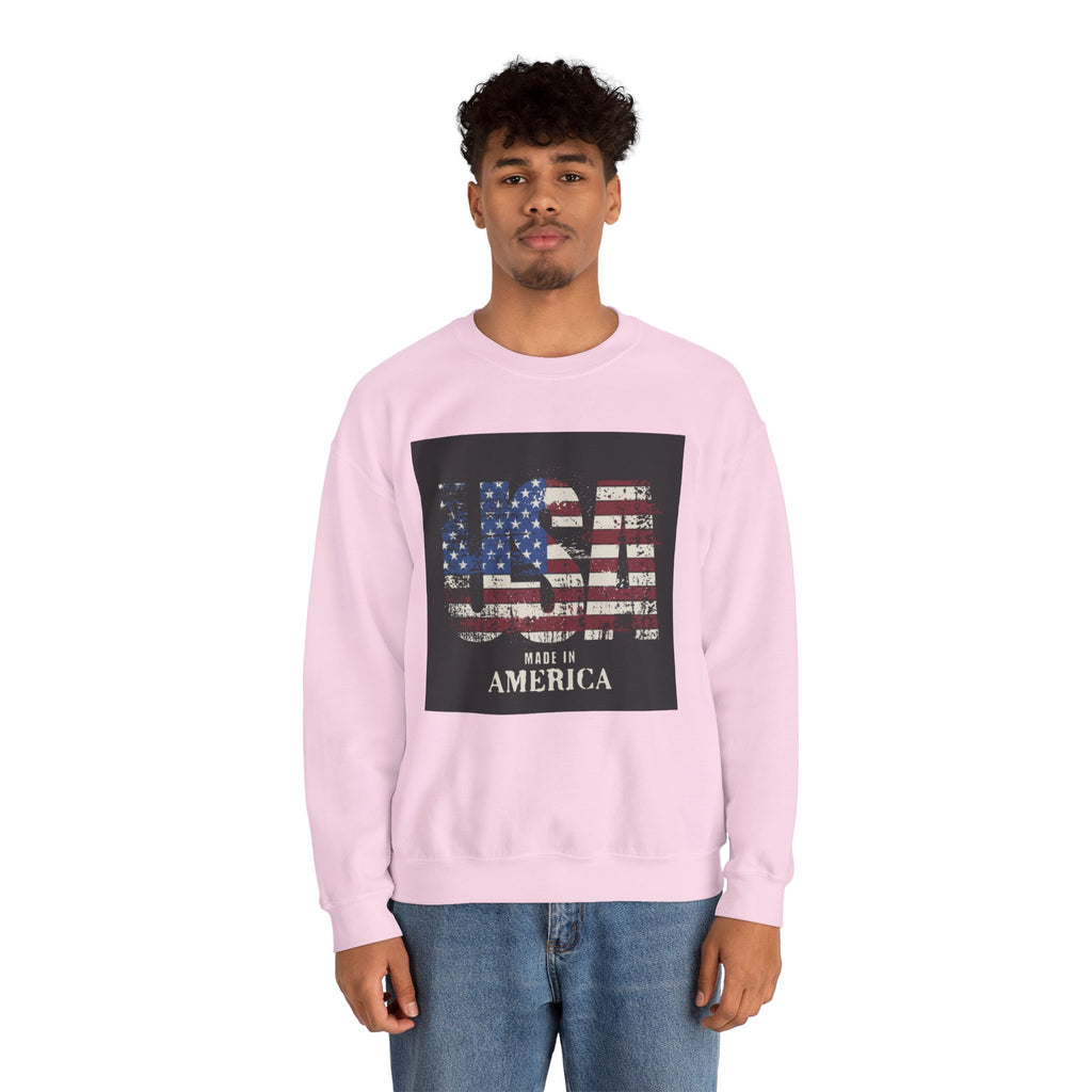 Made in America Flag Crewneck Sweatshirt — USA Vintage Patriotic Pullover