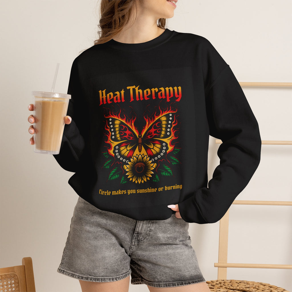 Heat Therapy Crewneck Sweatshirt — Butterfly Flame Graphic