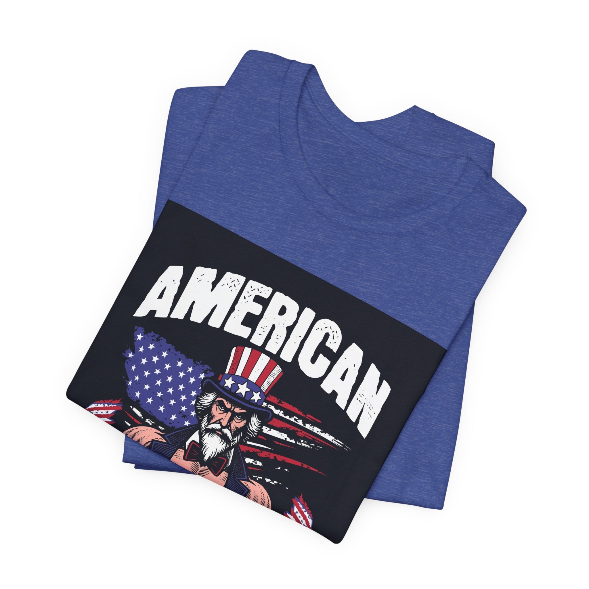 Patriot Power T-Shirt — American Flag Uncle Sam Muscle Graphic Tee