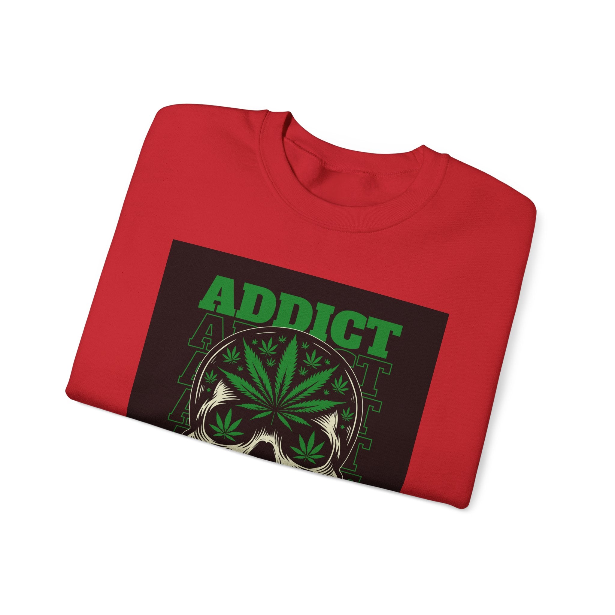 Skull & Cannabis 'Addict' Crewneck Sweatshirt — Conquer Your High Graphic Sweatshirt