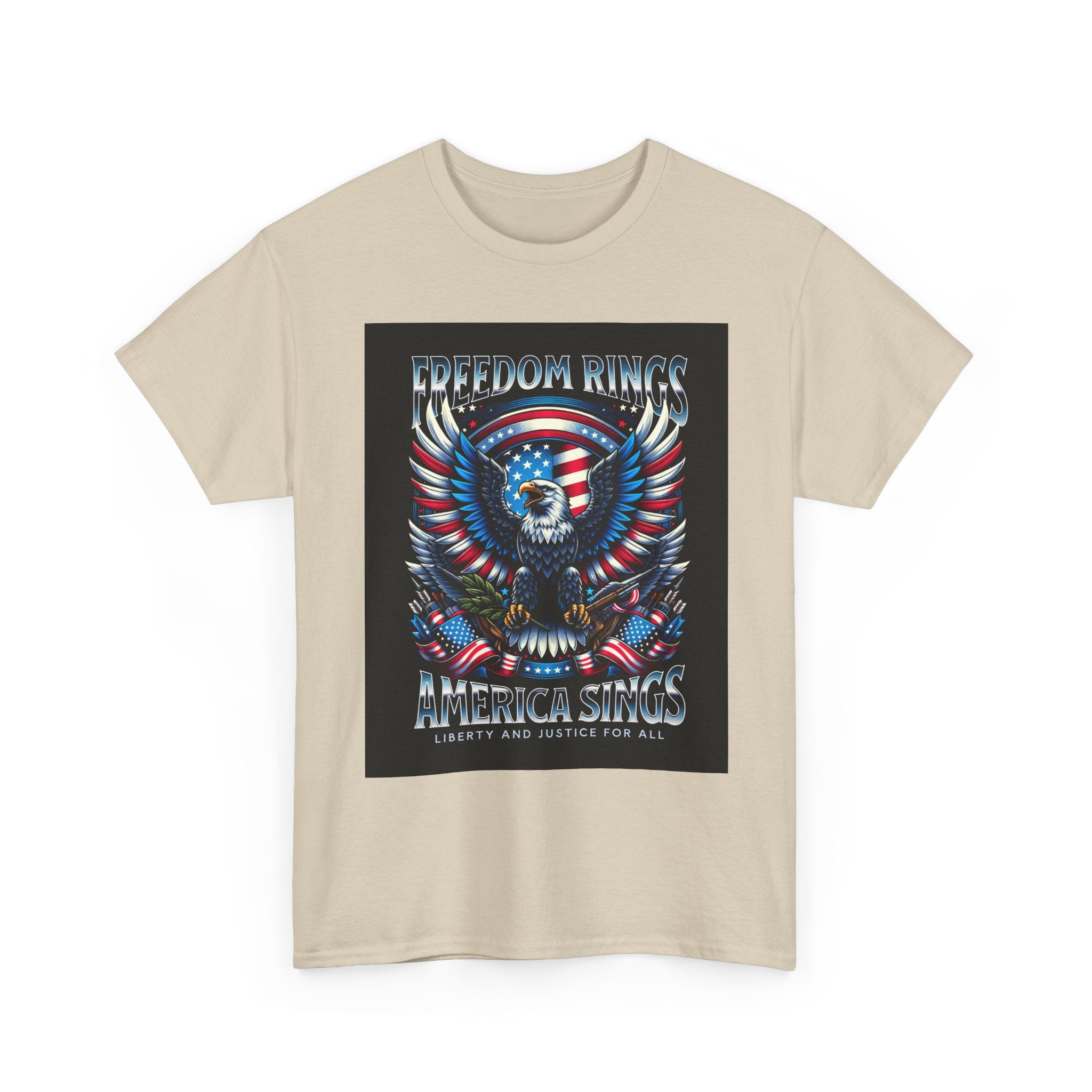 Eagle & American Flag Tee — "Freedom Rings, America Sings" Patriotic T-Shirt