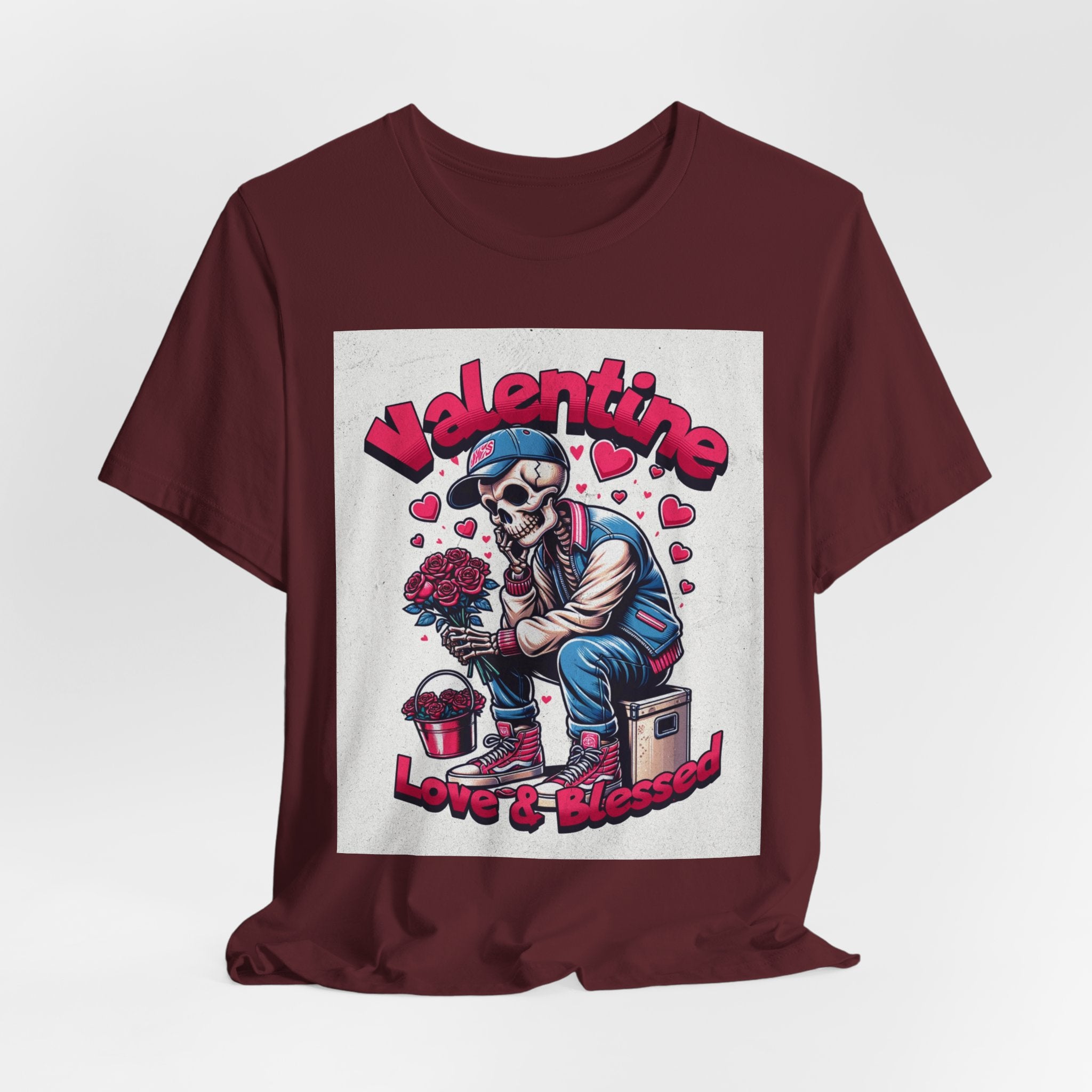 Valentine Skull T-Shirt – "Love & Blessed" Gothic Valentine Tee