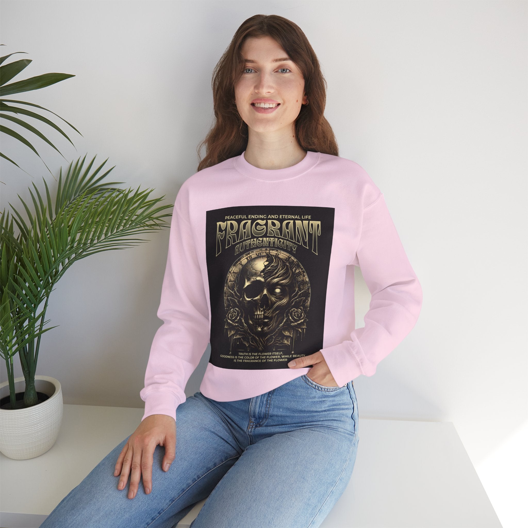 Skull & Roses Crewneck Sweatshirt — “Decrepit” Gothic Graphic