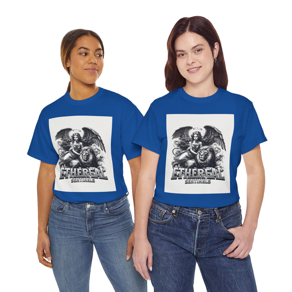 Angel & Lion Graphic Tee — "Ethereal" Vintage Gothic Streetwear