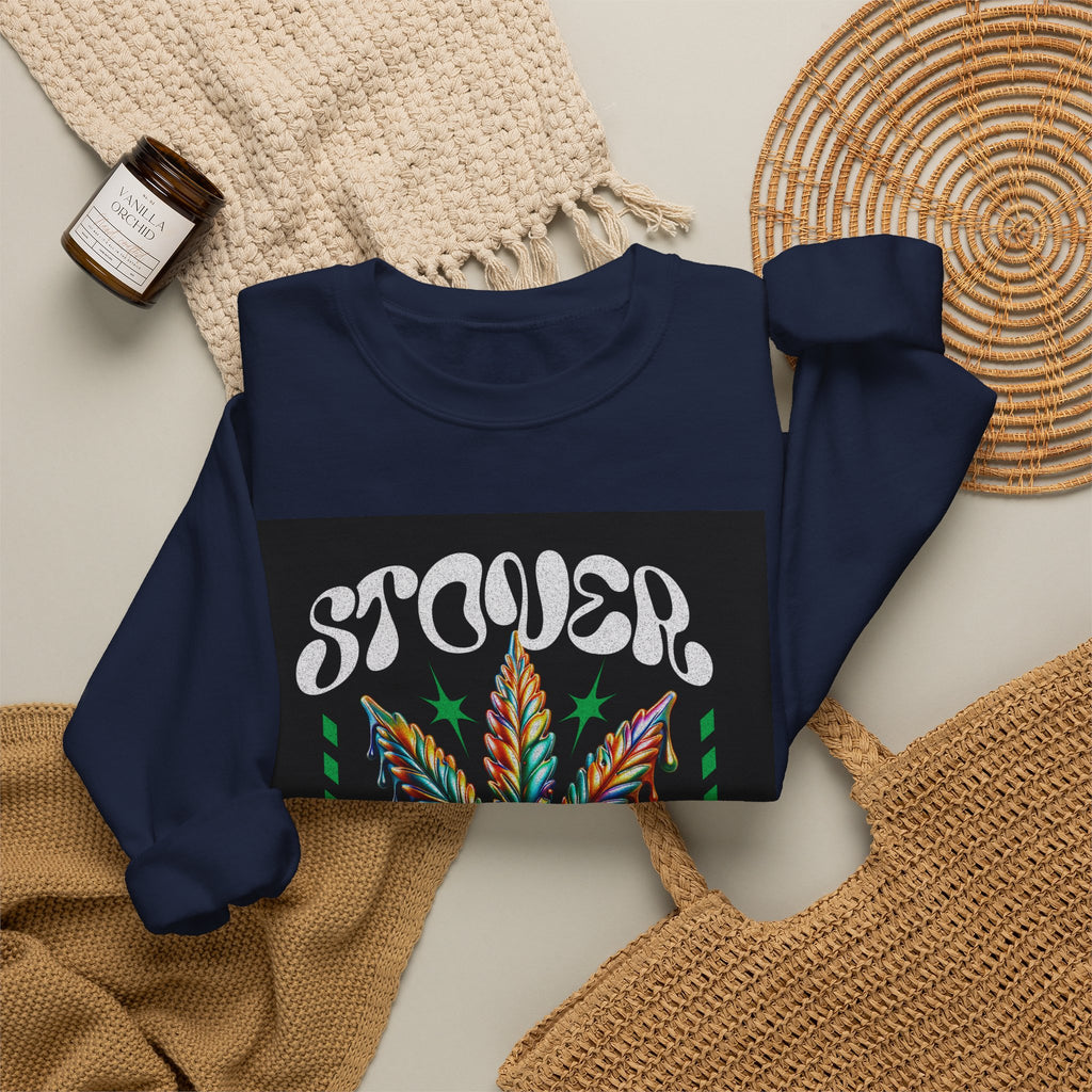 Sweatshirt — Stoner 'Grow Your Own Serenity' Colorful Cannabis Leaf Crewneck