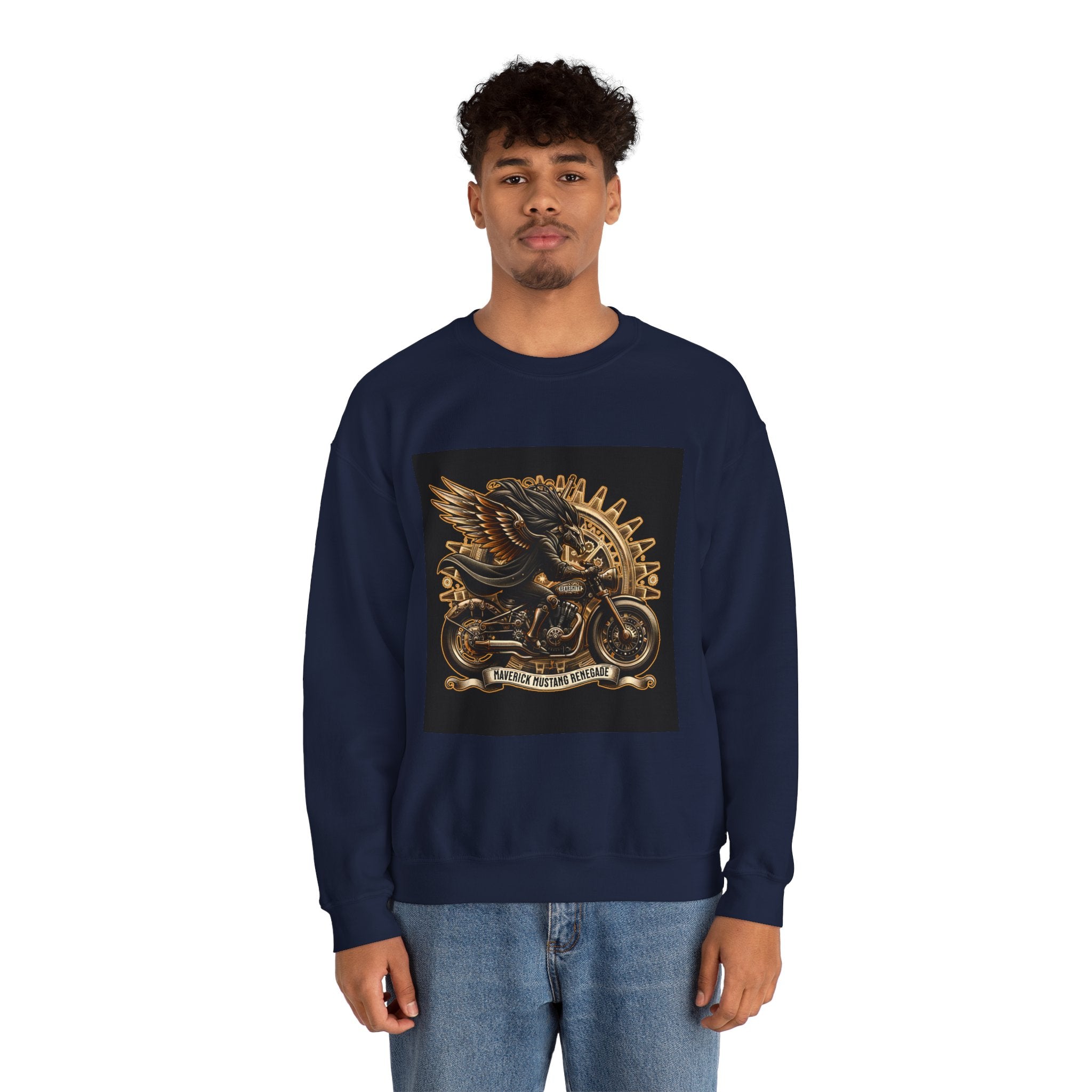 Motorcycle Eagle Crewneck Sweatshirt – "Liberty Rider" Vintage Biker Graphic