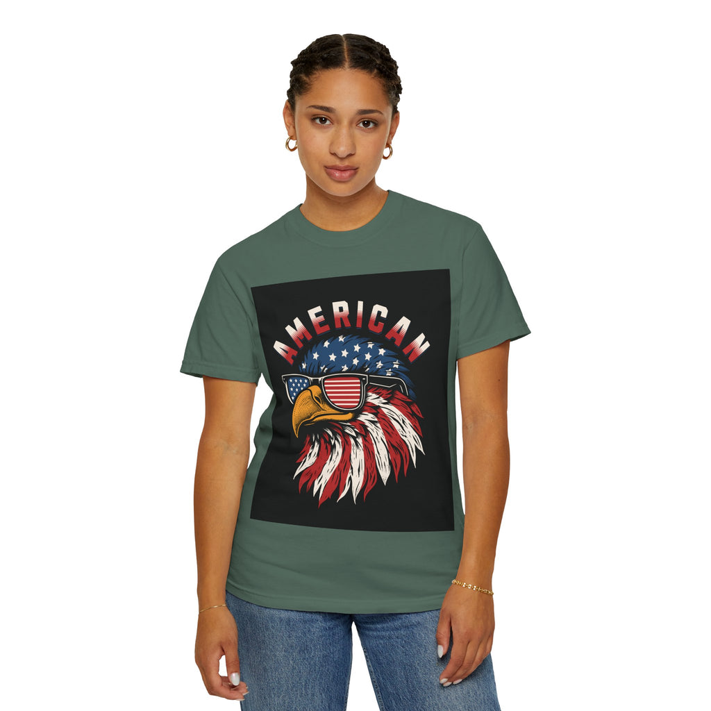 American Eagle Sunglasses T-Shirt — Patriotic USA Flag Graphic
