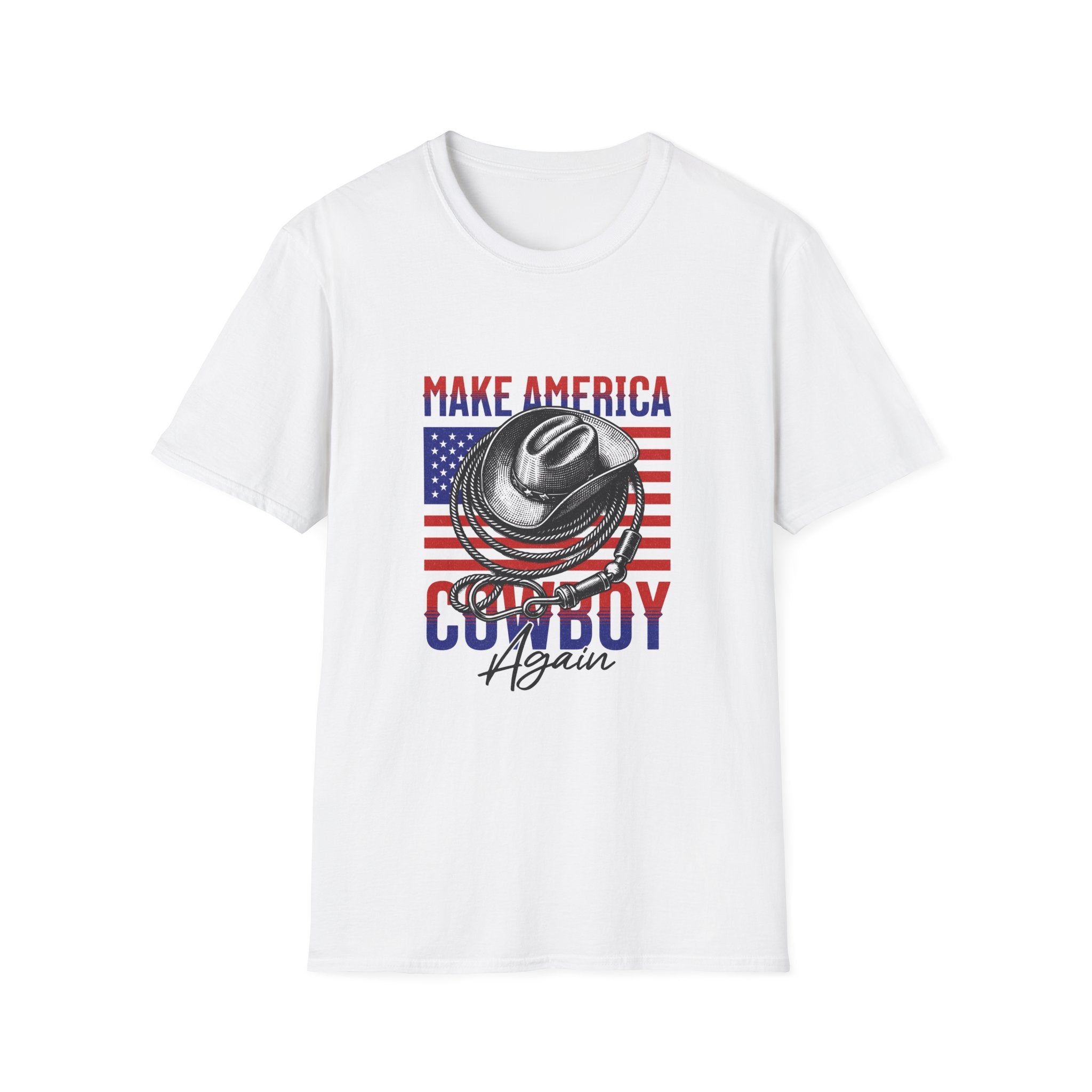 Make America Cowboy Again T-Shirt — Patriotic Western Flag Tee