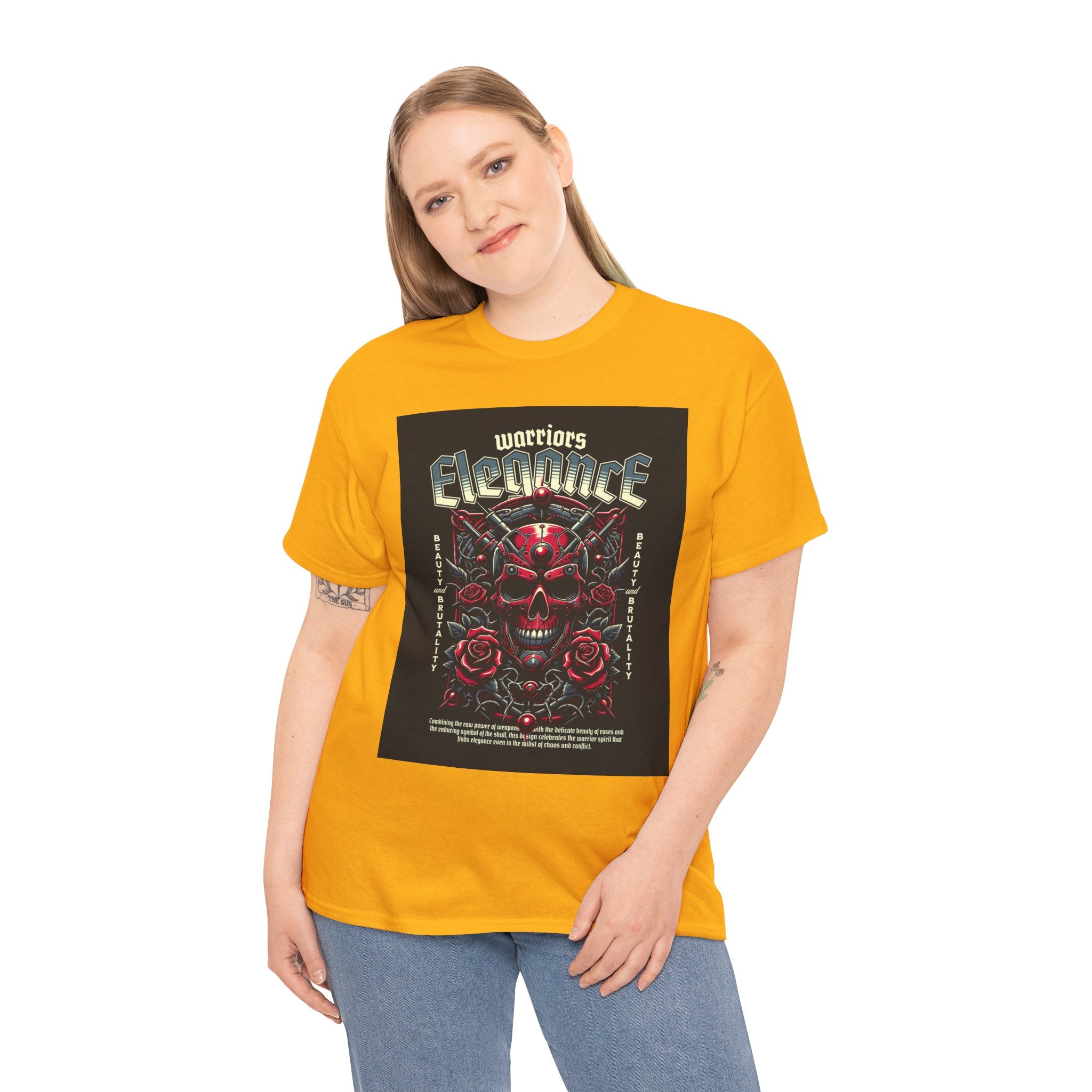 Warriors Electric Skull T‑Shirt — Red Skull & Roses Rock Graphic Tee
