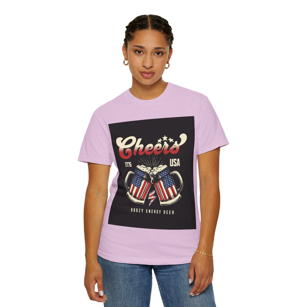 Cheers USA T-Shirt — Patriotic Beer Mugs Graphic Tee (1776)