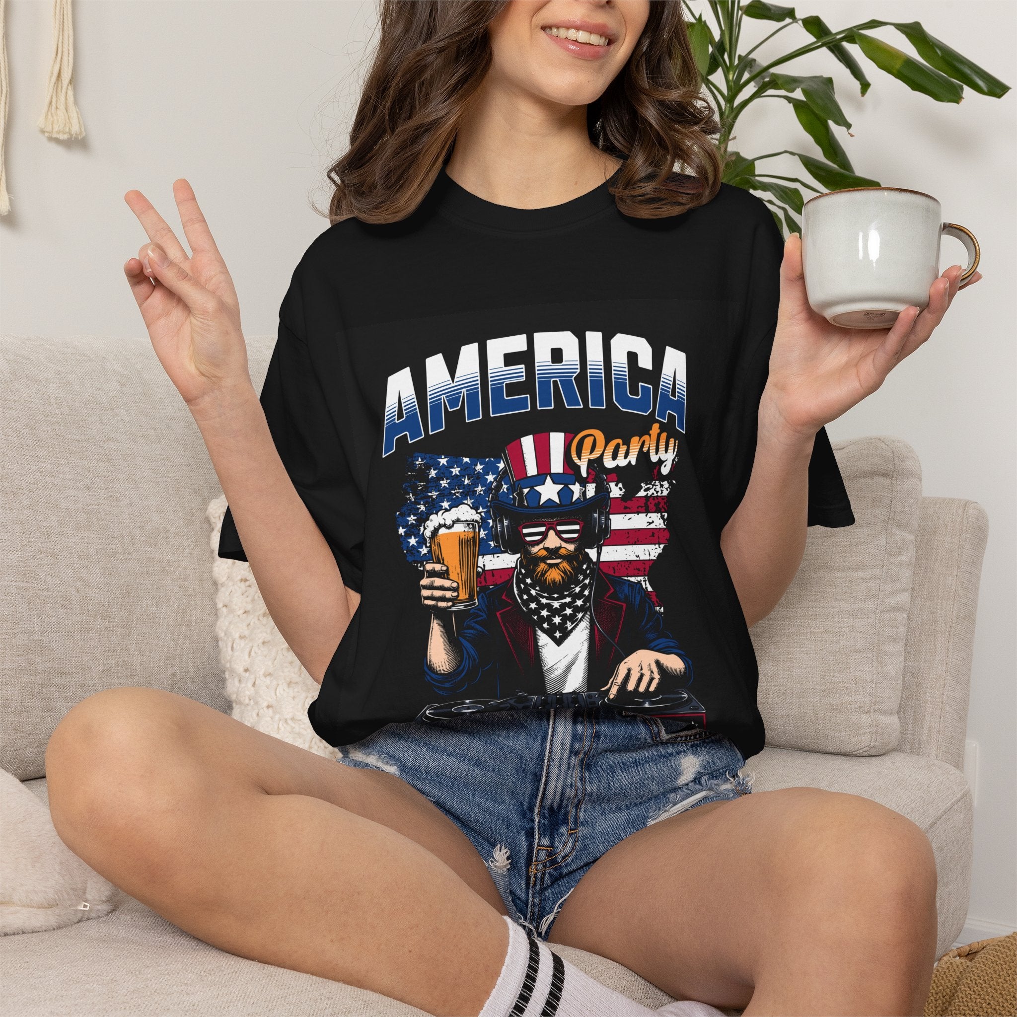 America Party T-Shirt — Cheers to Freedom 4th of July Patriotic Tee