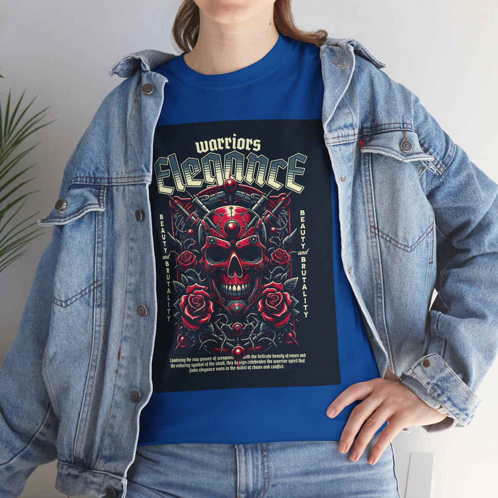 Warriors Electric Skull T‑Shirt — Red Skull & Roses Rock Graphic Tee
