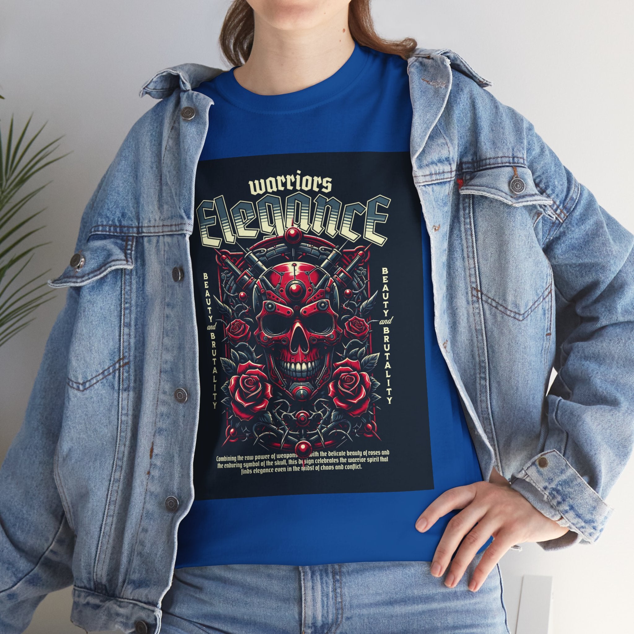 Warriors Electric Skull T‑Shirt — Red Skull & Roses Rock Graphic Tee