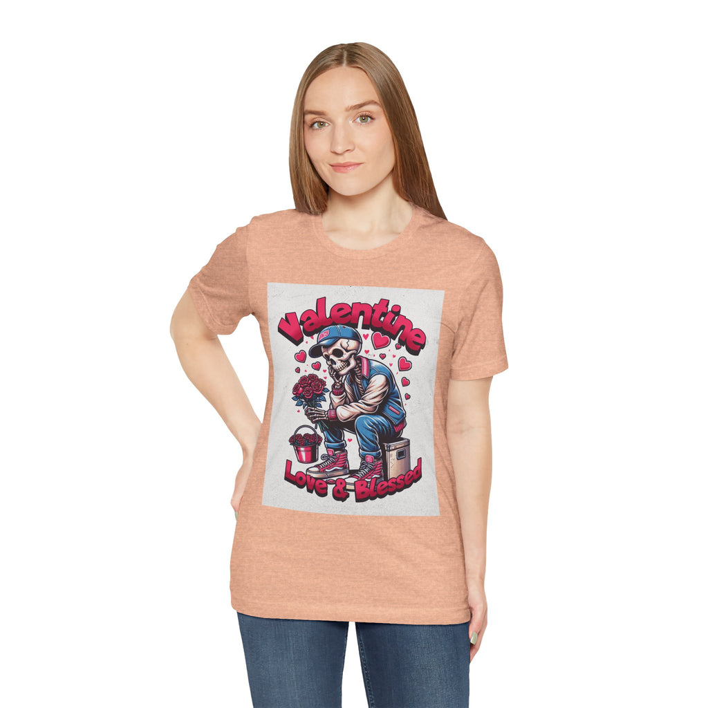Valentine Skull T-Shirt – "Love & Blessed" Gothic Valentine Tee
