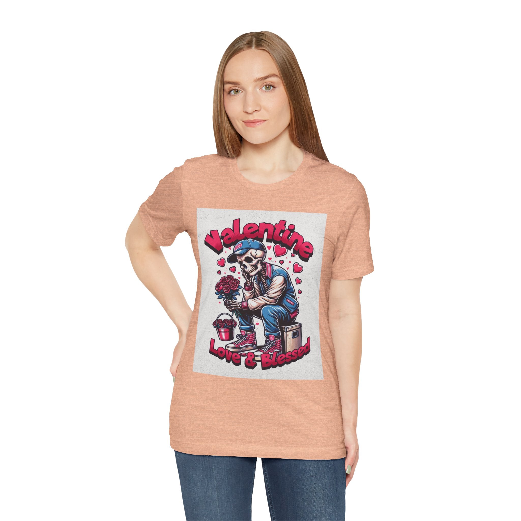 Valentine Skull T-Shirt – "Love & Blessed" Gothic Valentine Tee