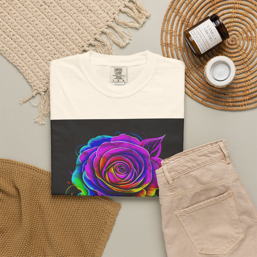 Fragrant Rainbow Rose T-Shirt — Vibrant Floral Graphic Tee