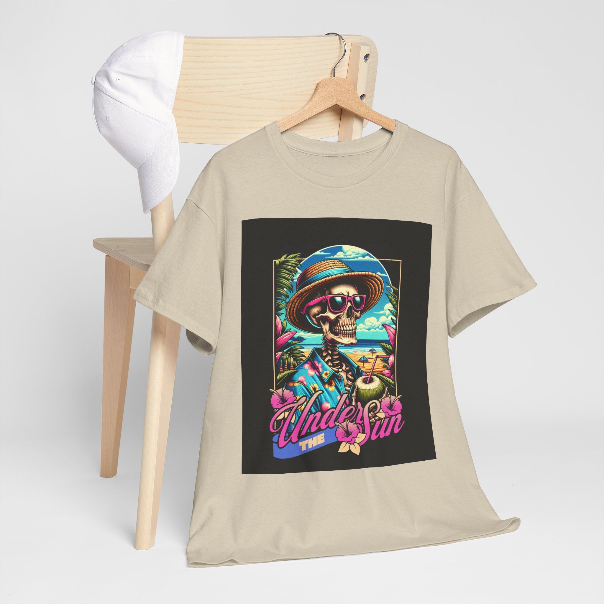 Skull Beach Tee — "Under the Sun" Retro Surf Graphic T-Shirt