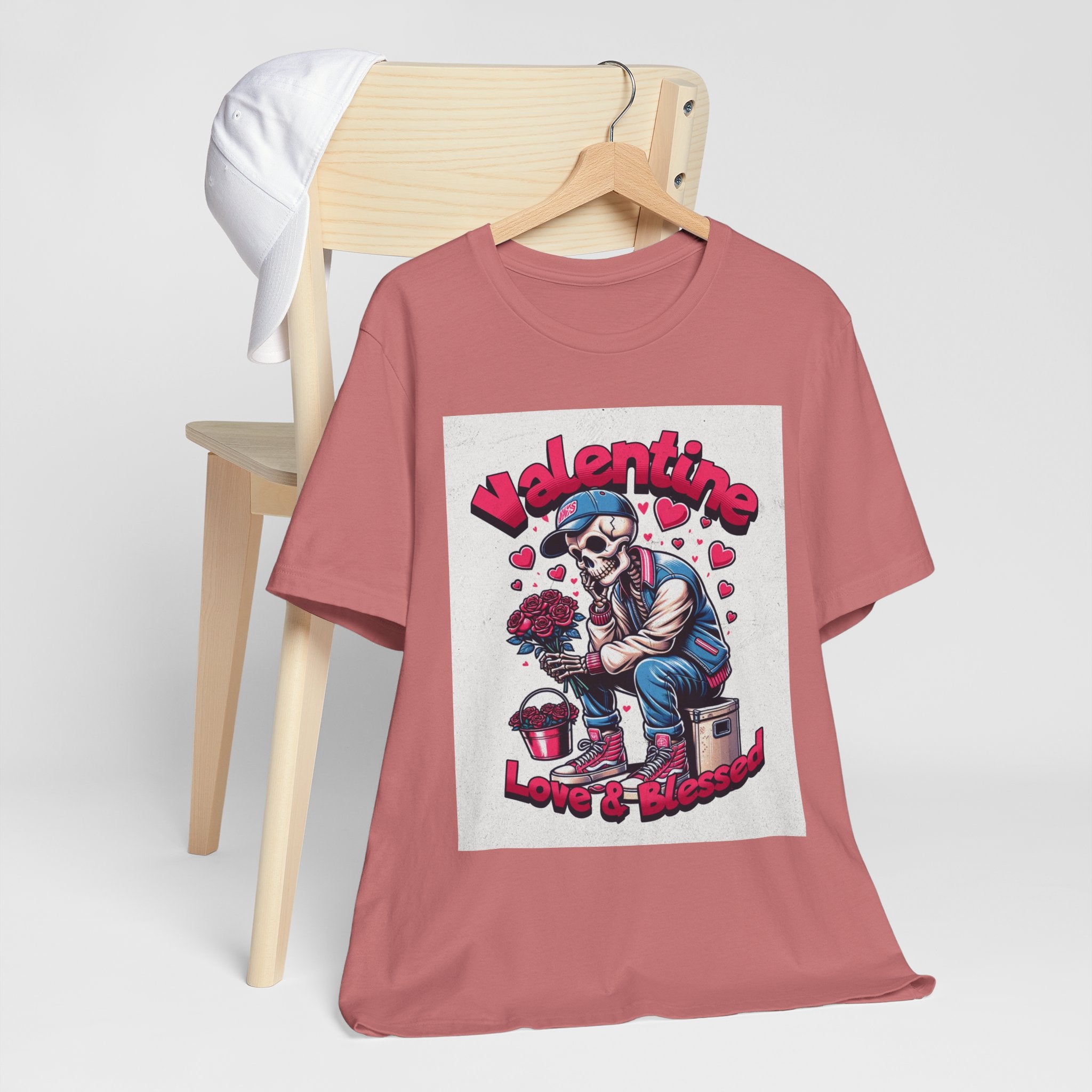 Valentine Skull T-Shirt – "Love & Blessed" Gothic Valentine Tee