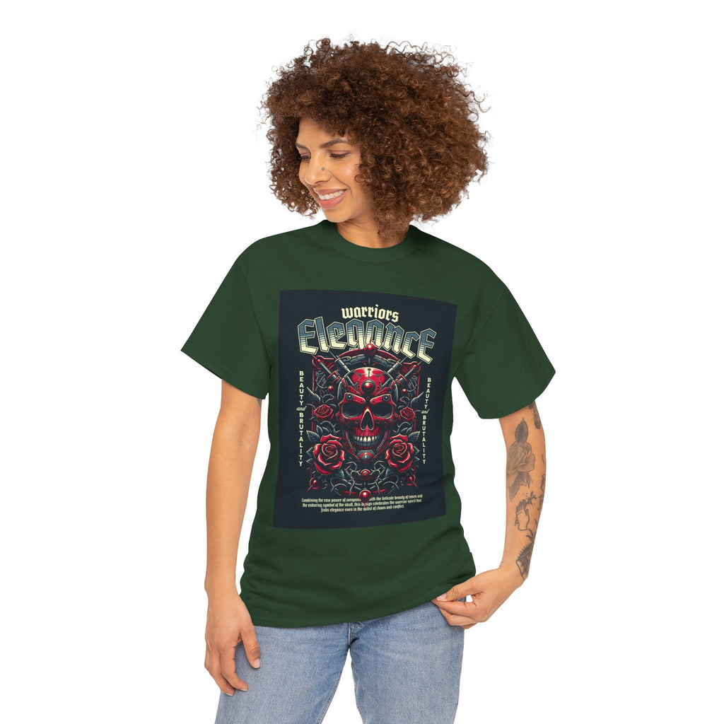 Warriors Electric Skull T‑Shirt — Red Skull & Roses Rock Graphic Tee