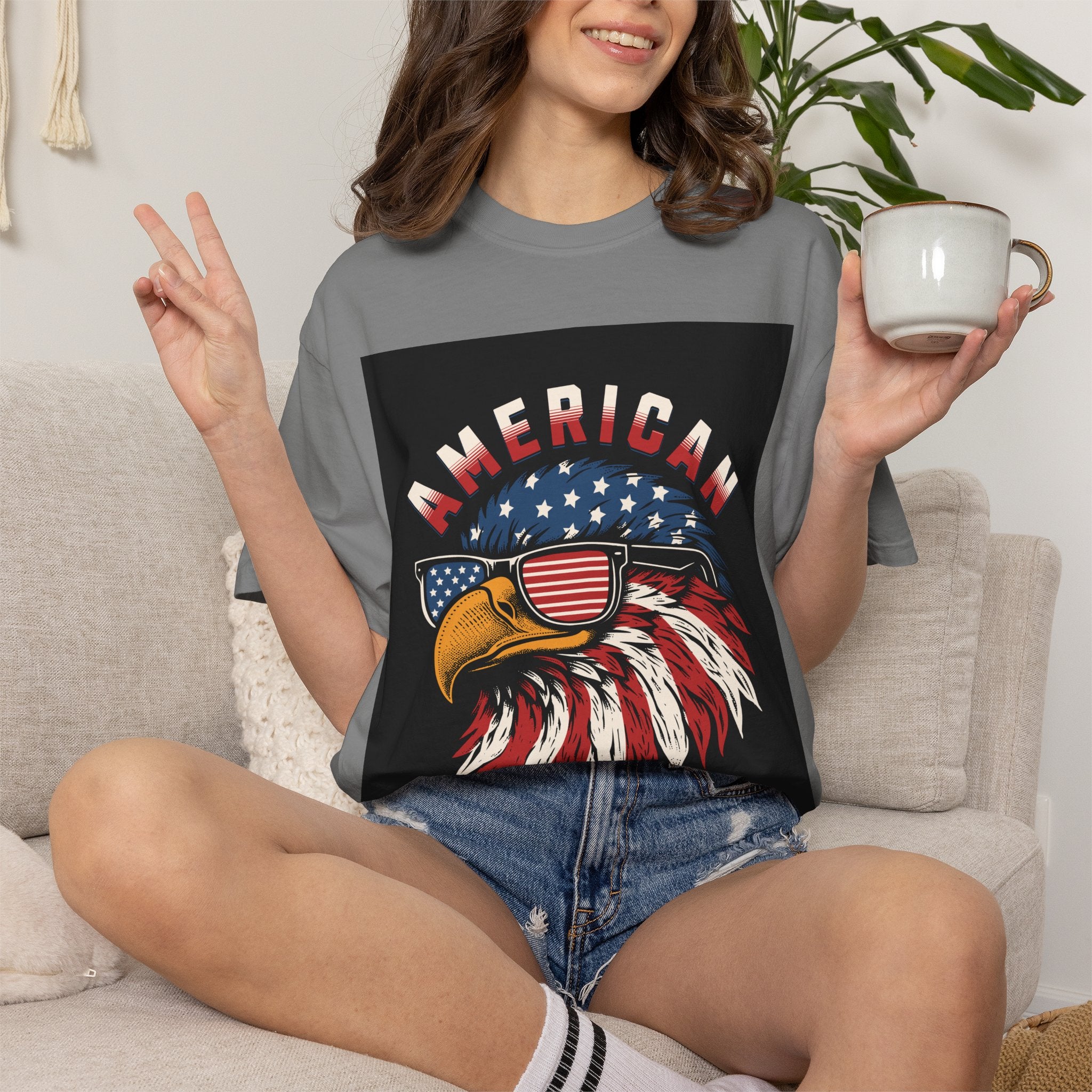 American Eagle Sunglasses T-Shirt — Patriotic USA Flag Graphic