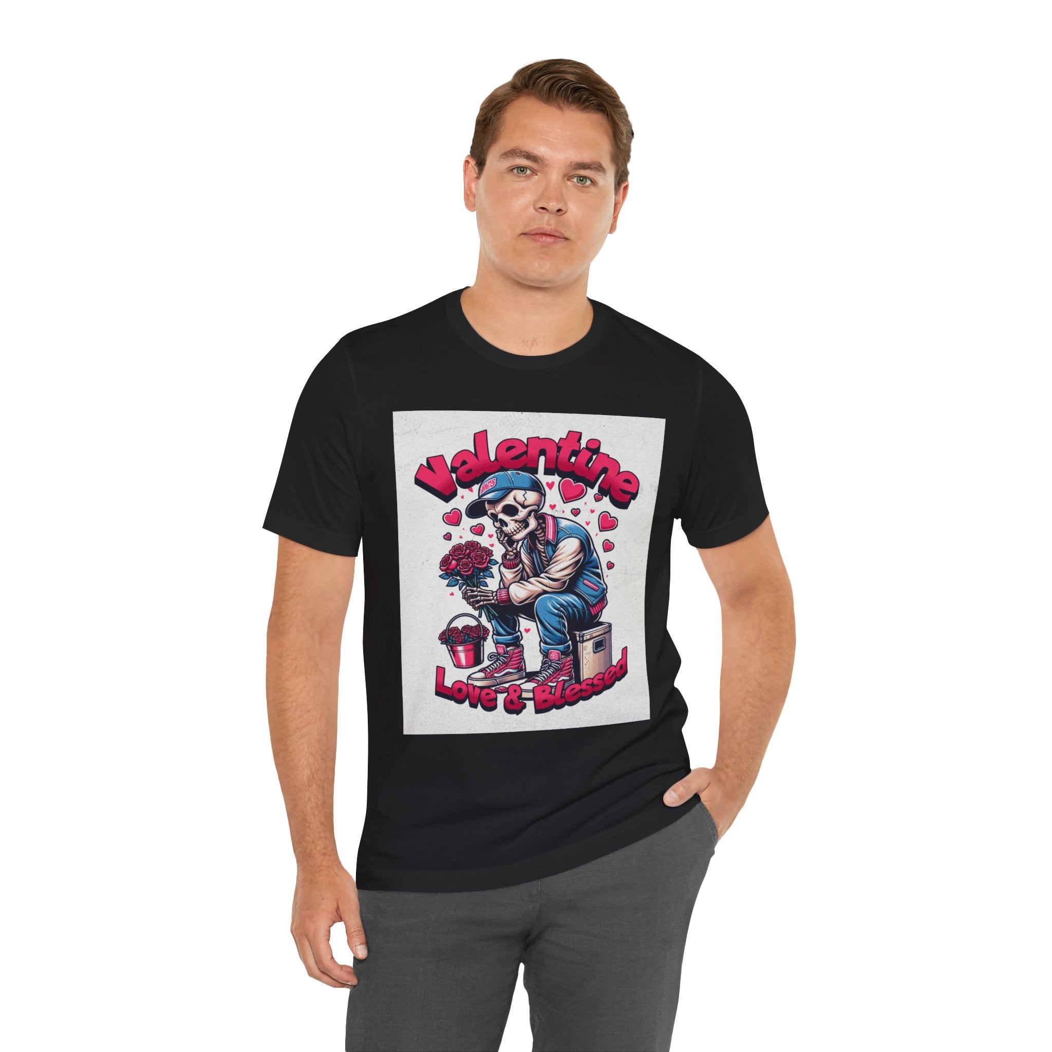 Valentine Skull T-Shirt – "Love & Blessed" Gothic Valentine Tee