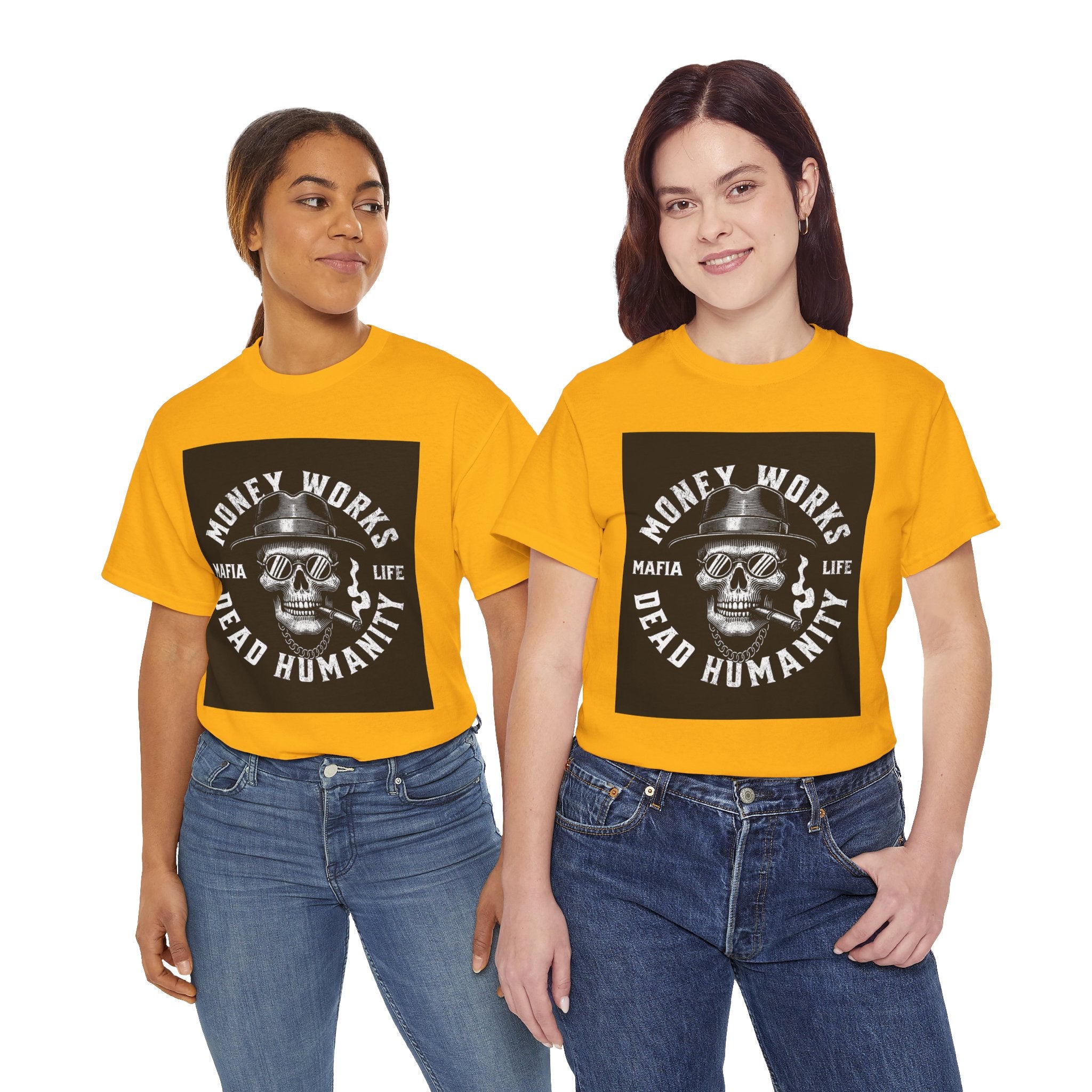 Money Works Dead Humanity Skull Tee