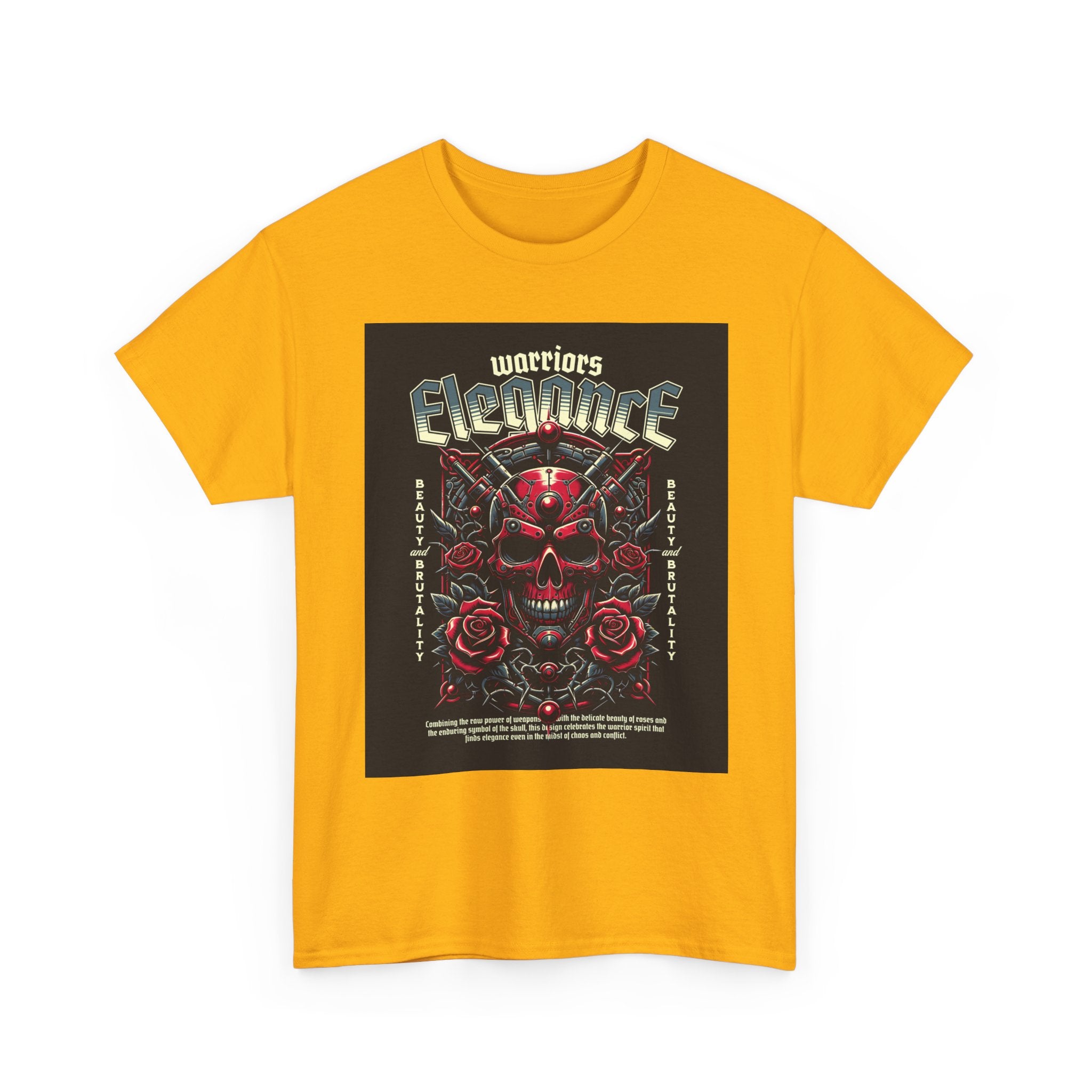 Warriors Electric Skull T‑Shirt — Red Skull & Roses Rock Graphic Tee