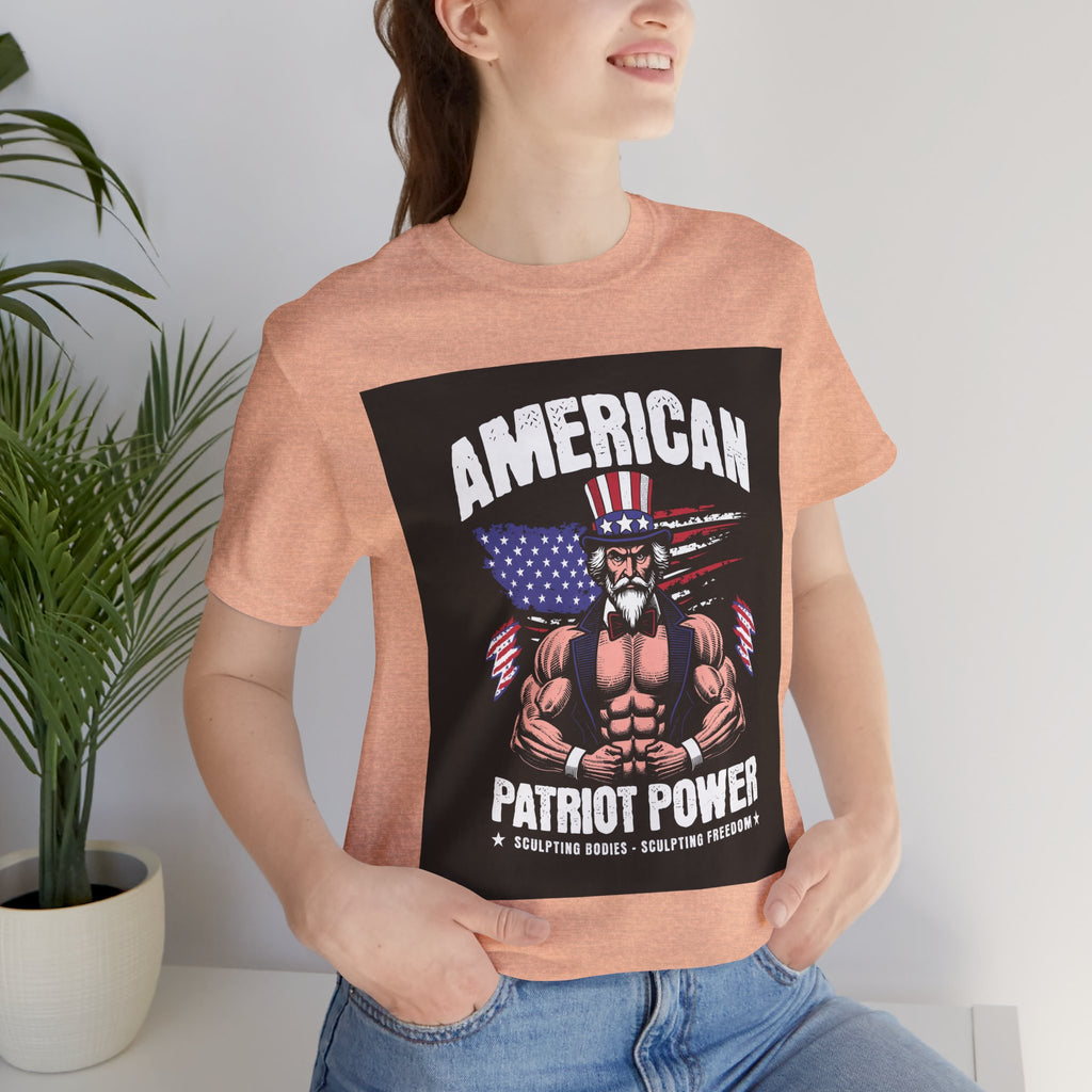 Patriot Power T-Shirt — American Flag Uncle Sam Muscle Graphic Tee