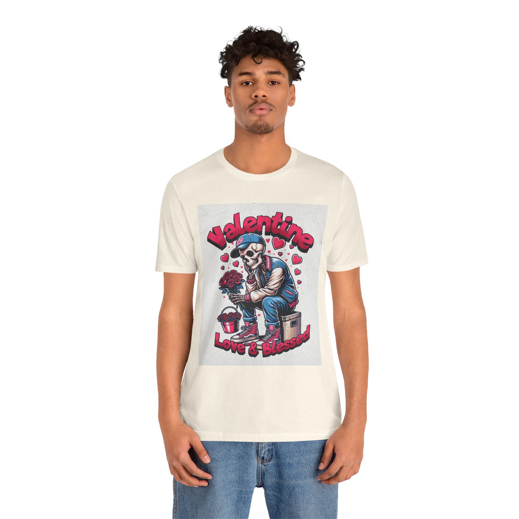 Valentine Skull T-Shirt – "Love & Blessed" Gothic Valentine Tee