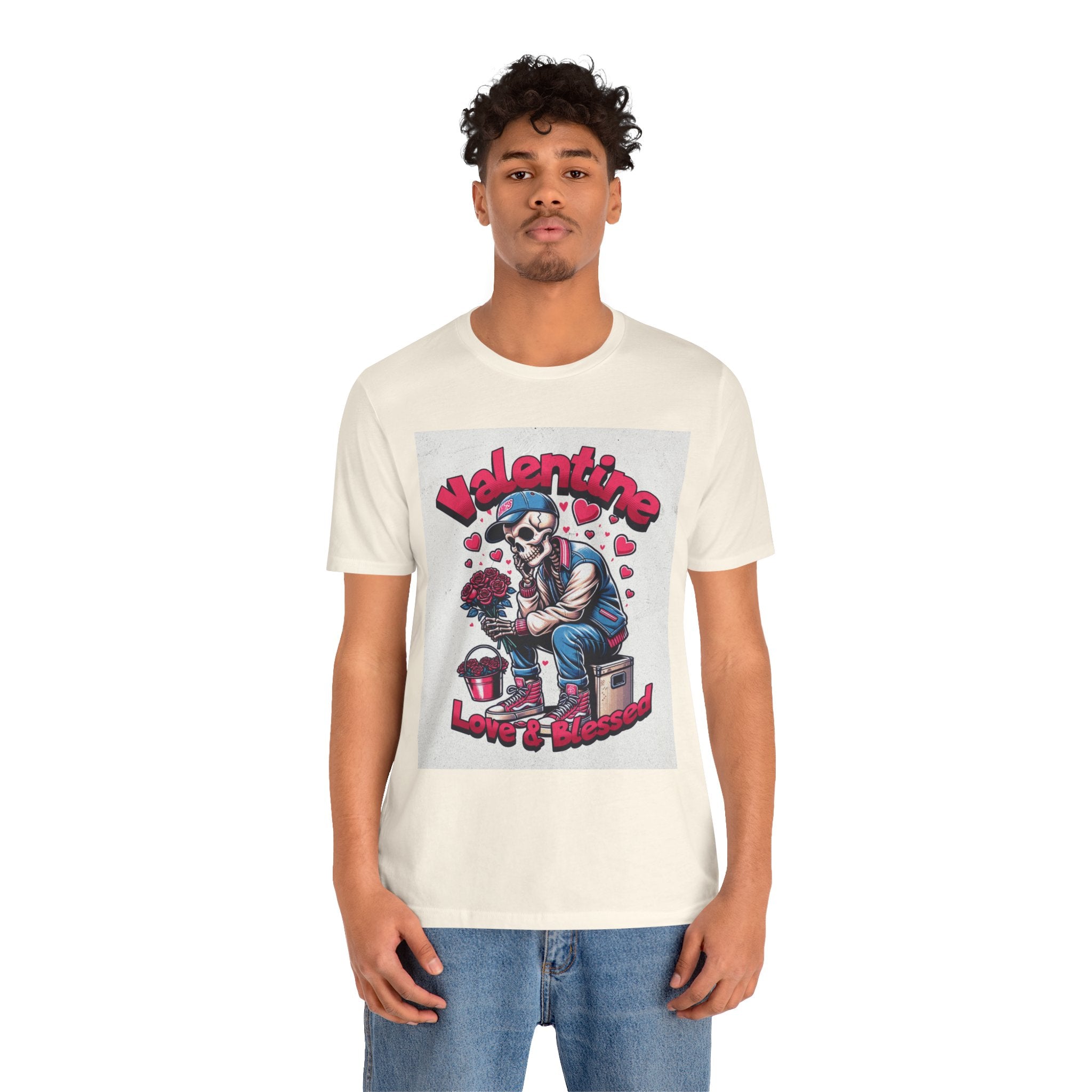 Valentine Skull T-Shirt – "Love & Blessed" Gothic Valentine Tee