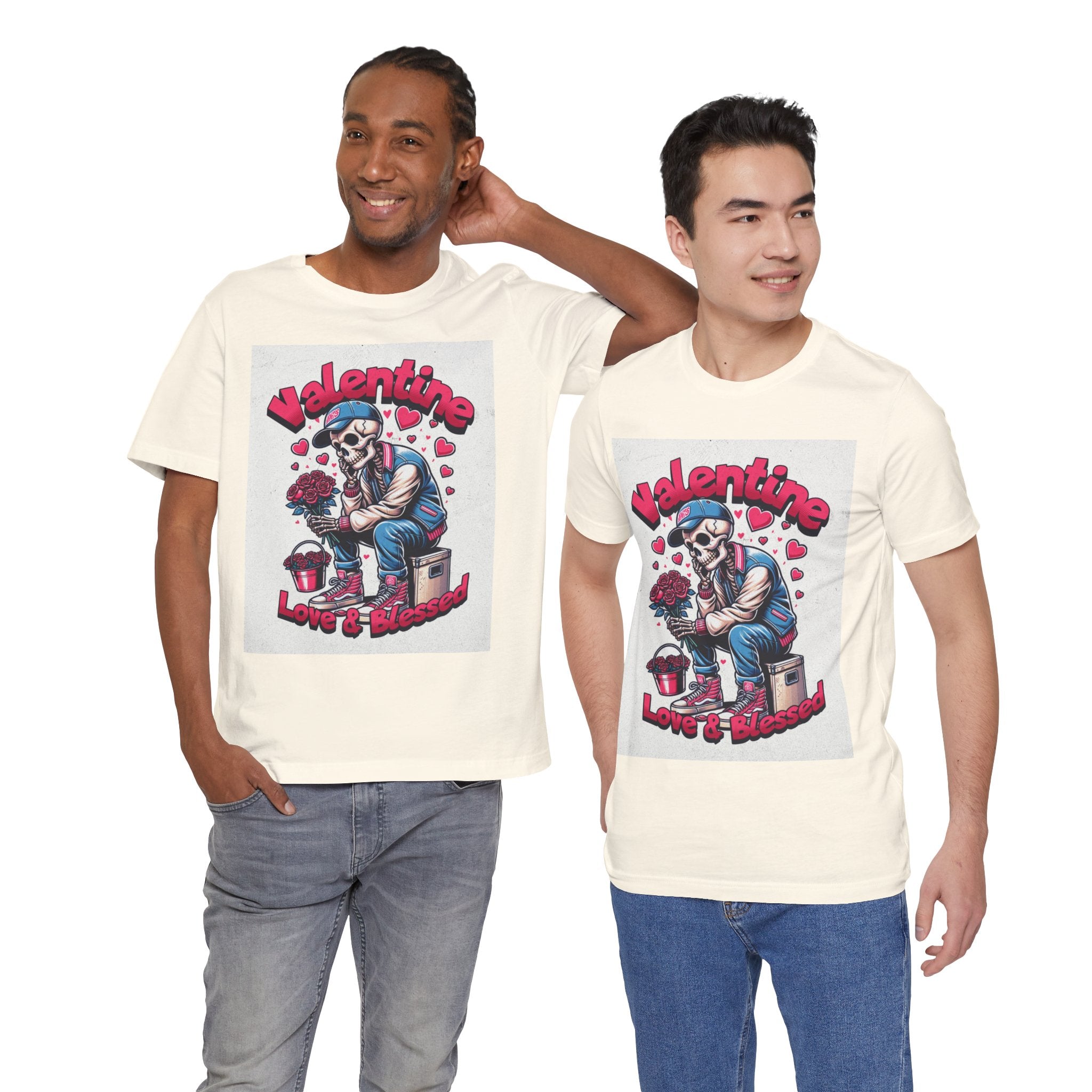 Valentine Skull T-Shirt – "Love & Blessed" Gothic Valentine Tee