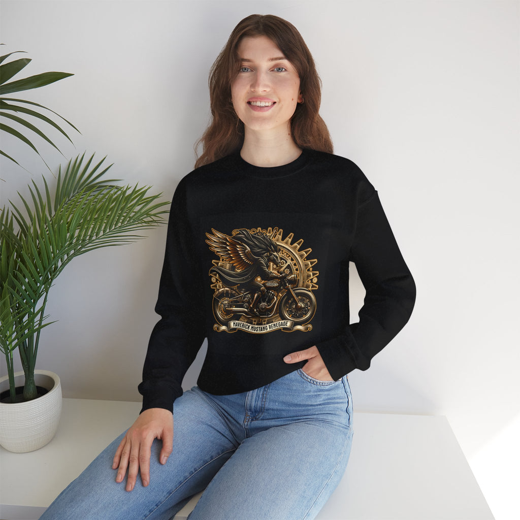 Motorcycle Eagle Crewneck Sweatshirt – "Liberty Rider" Vintage Biker Graphic