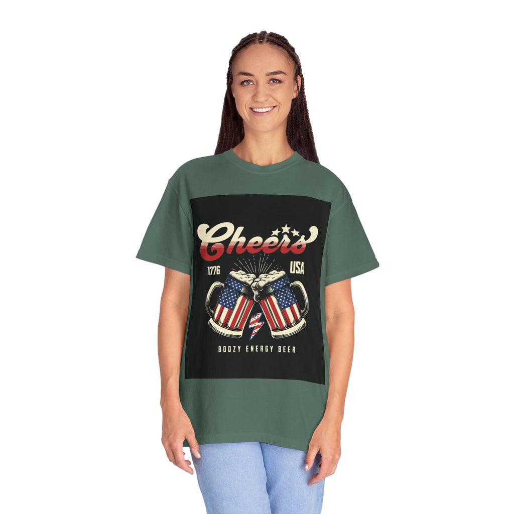Cheers USA T-Shirt — Patriotic Beer Mugs Graphic Tee (1776)