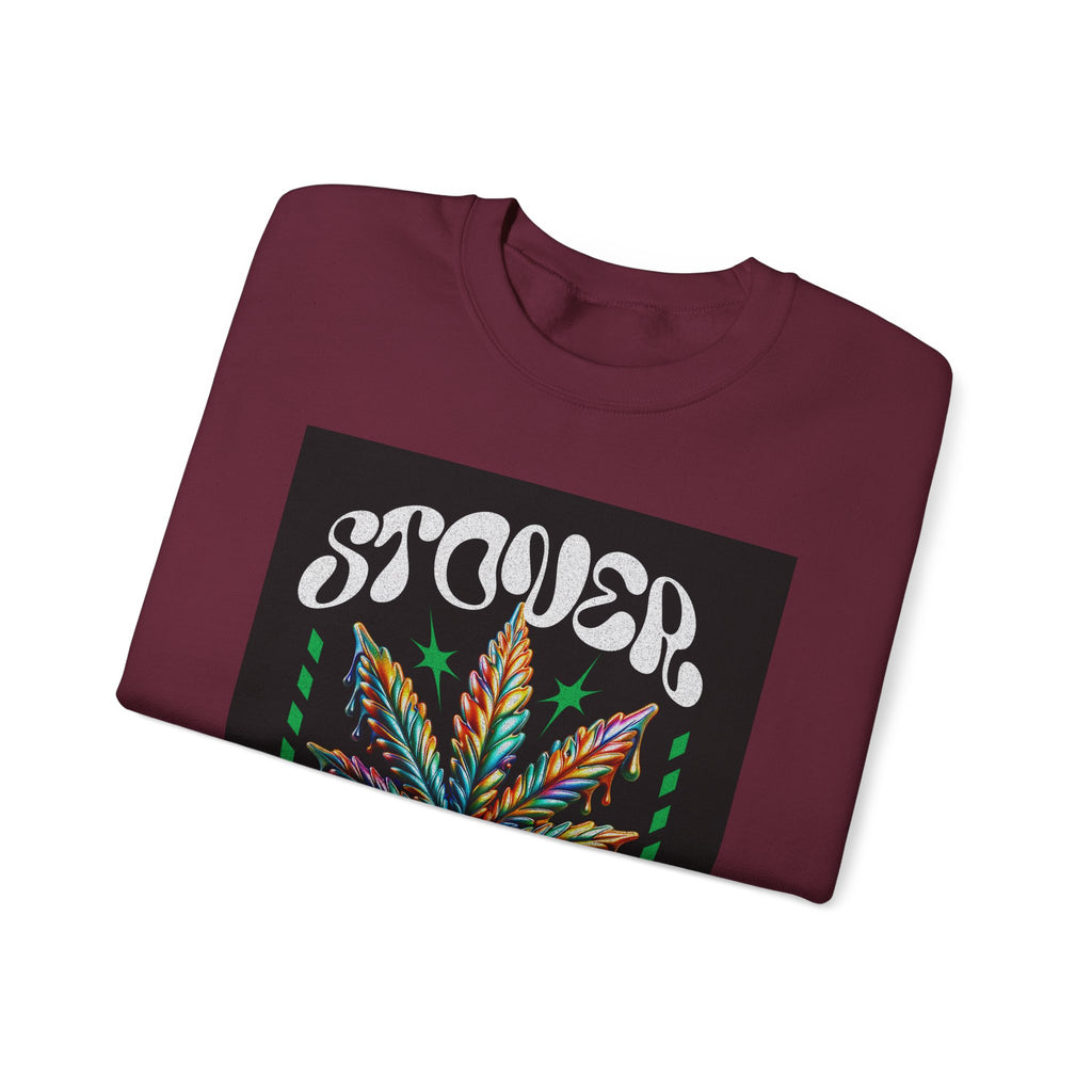 Sweatshirt — Stoner 'Grow Your Own Serenity' Colorful Cannabis Leaf Crewneck