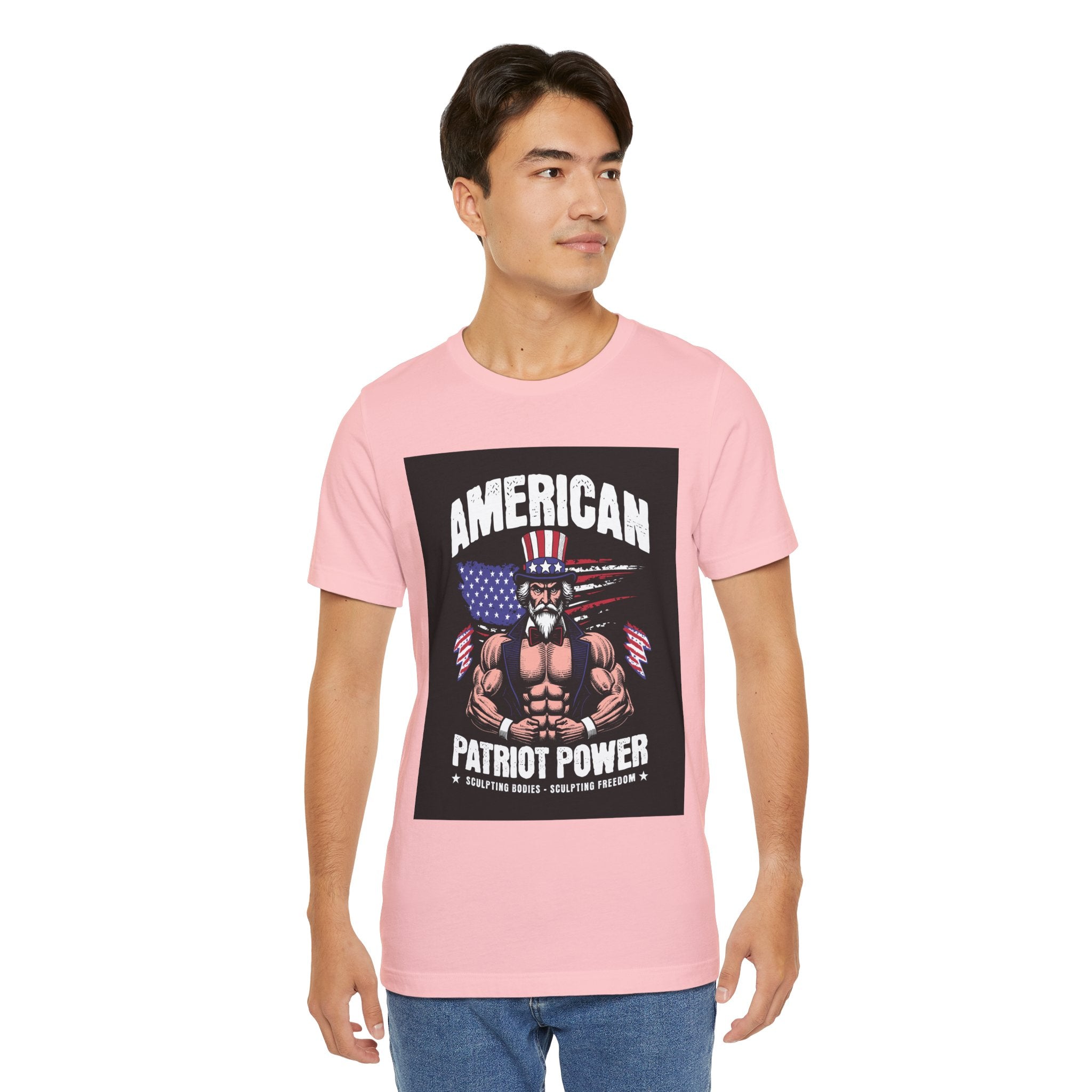 Patriot Power T-Shirt — American Flag Uncle Sam Muscle Graphic Tee