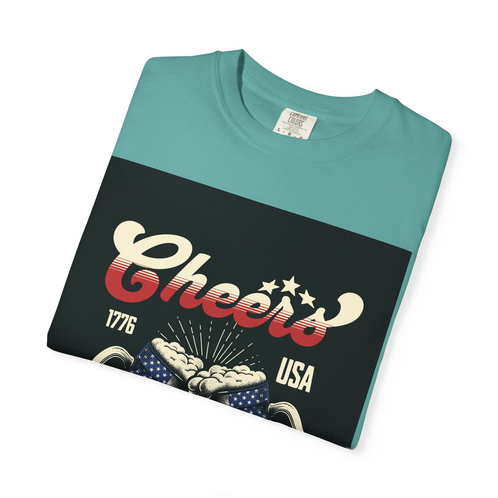Cheers USA T-Shirt — Patriotic Beer Mugs Graphic Tee (1776)