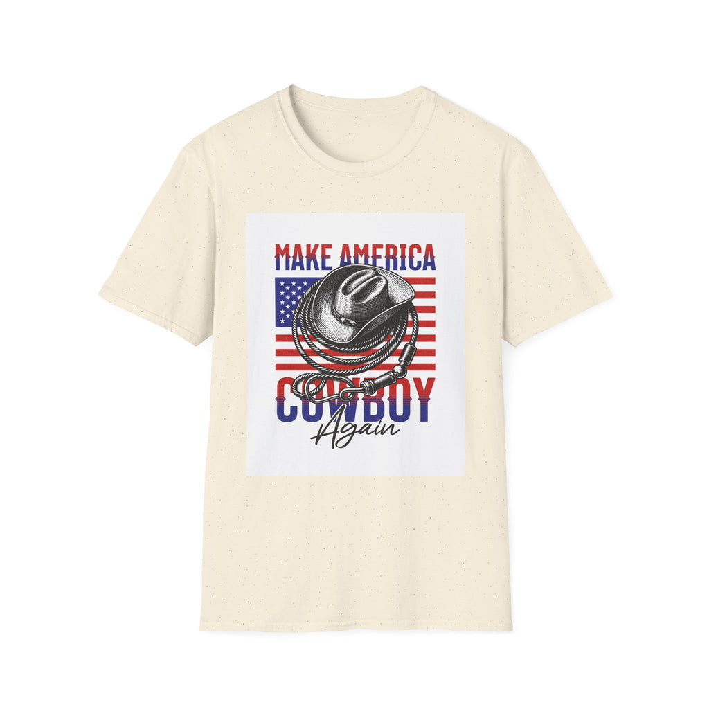 Make America Cowboy Again T-Shirt — Patriotic Western Flag Tee