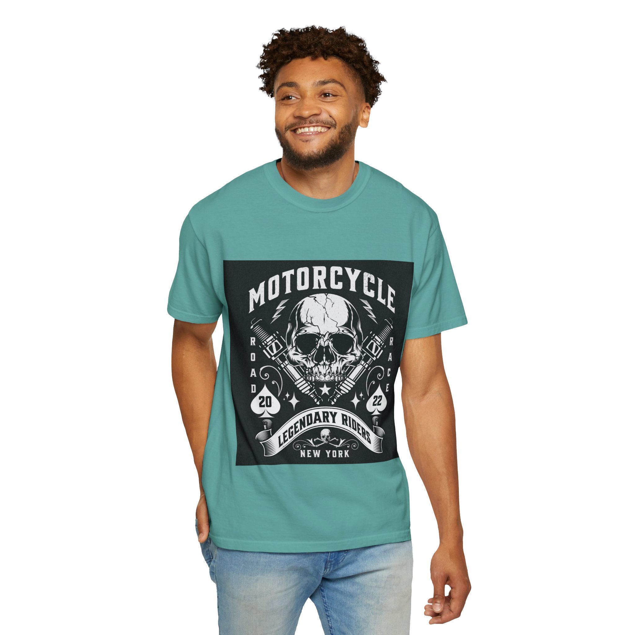 Motorcycle Skull Tee — "Legendary Riders" Vintage Biker Graphic T-Shirt