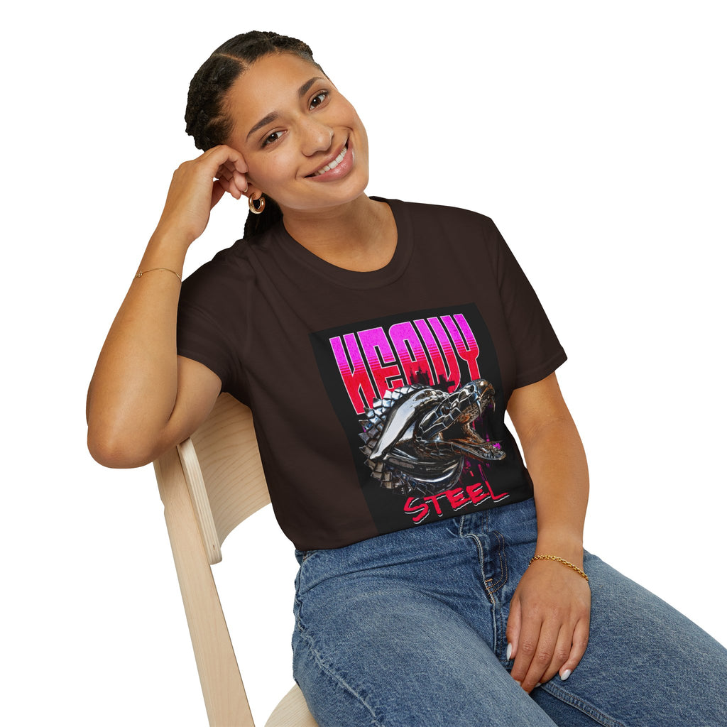 Heavy Steel T-Shirt — Retro Motorcycle Skull Graphic Tee