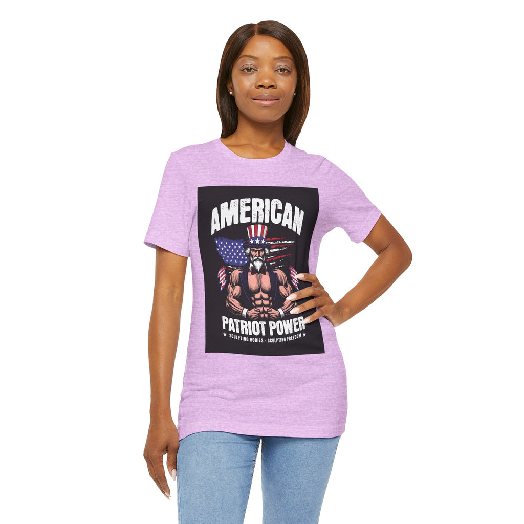 Patriot Power T-Shirt — American Flag Uncle Sam Muscle Graphic Tee