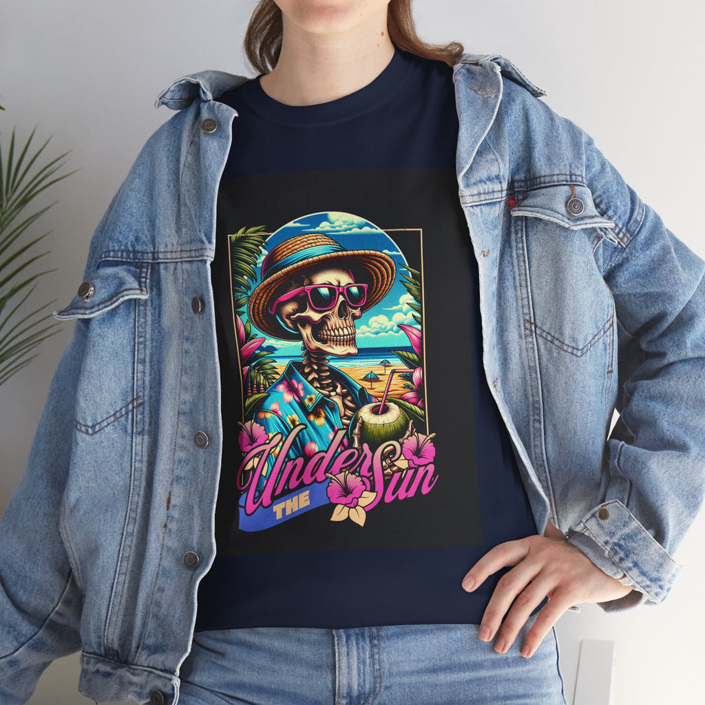 Skull Beach Tee — "Under the Sun" Retro Surf Graphic T-Shirt