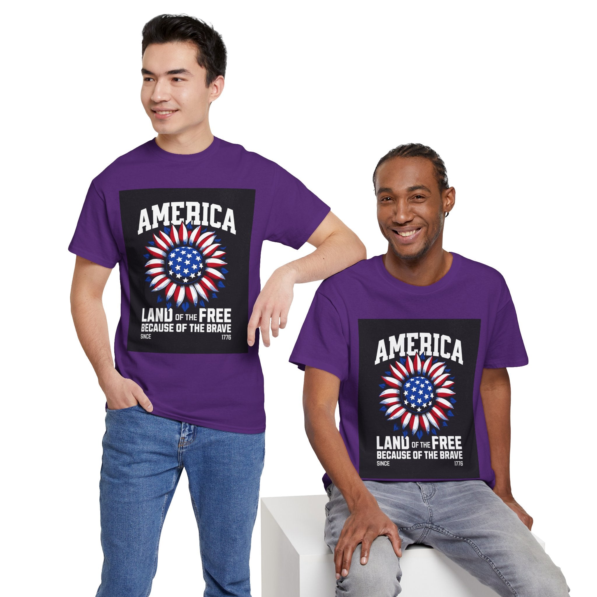 Patriotic America Tee — "Land of the Free Because of the Brave" Cotton T-Shirt