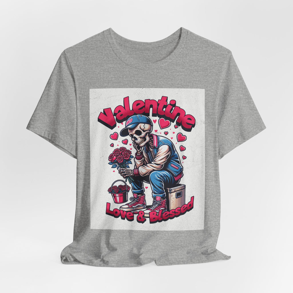 Valentine Skull T-Shirt – "Love & Blessed" Gothic Valentine Tee