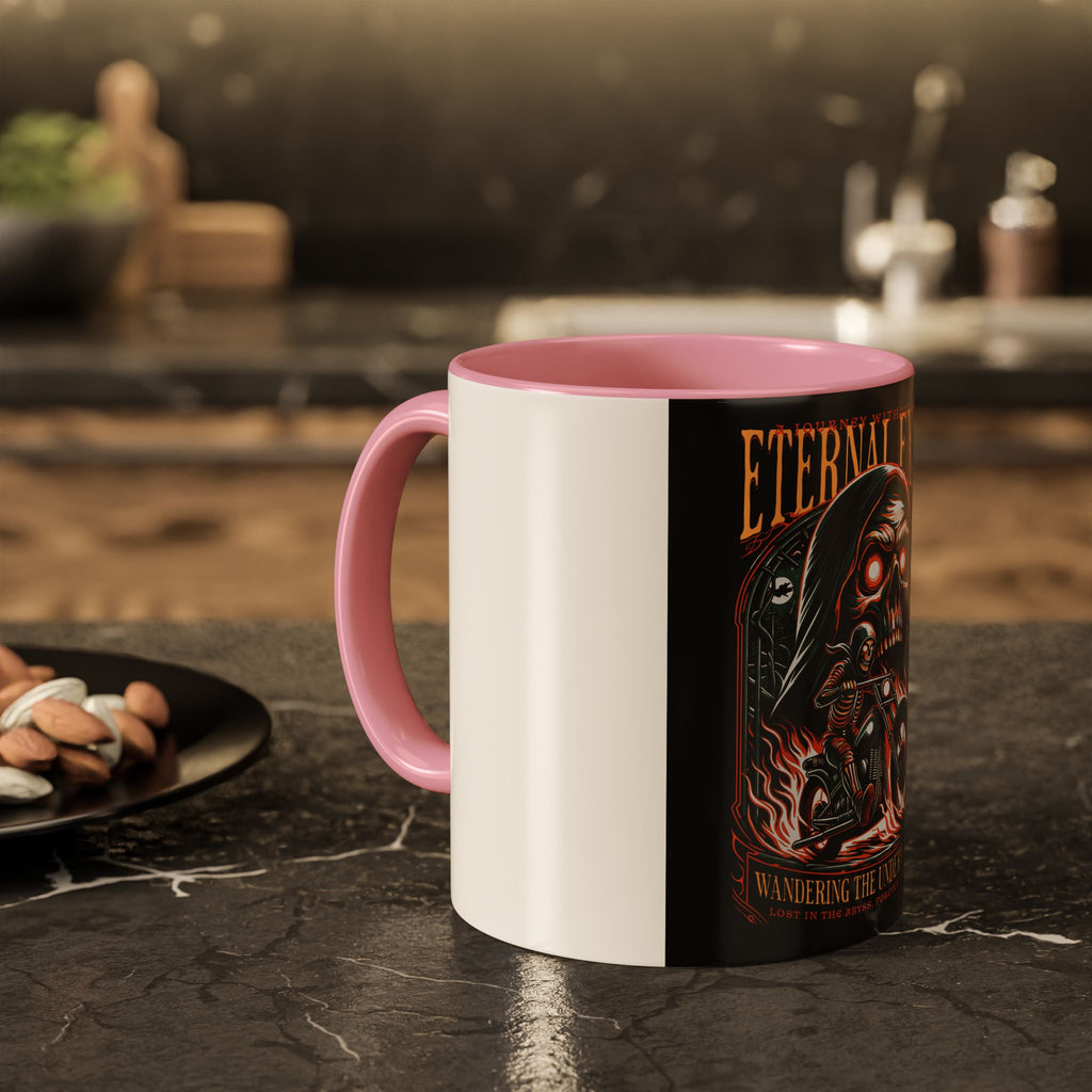 Eternal Exile Skull Biker Mug — Gothic Motorcycle Coffee Cup (11oz/15oz)