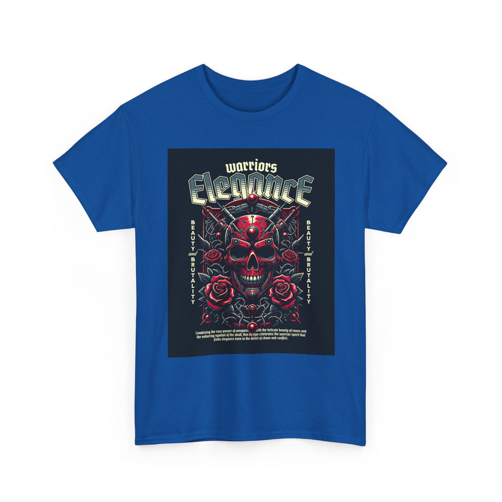 Warriors Electric Skull T‑Shirt — Red Skull & Roses Rock Graphic Tee