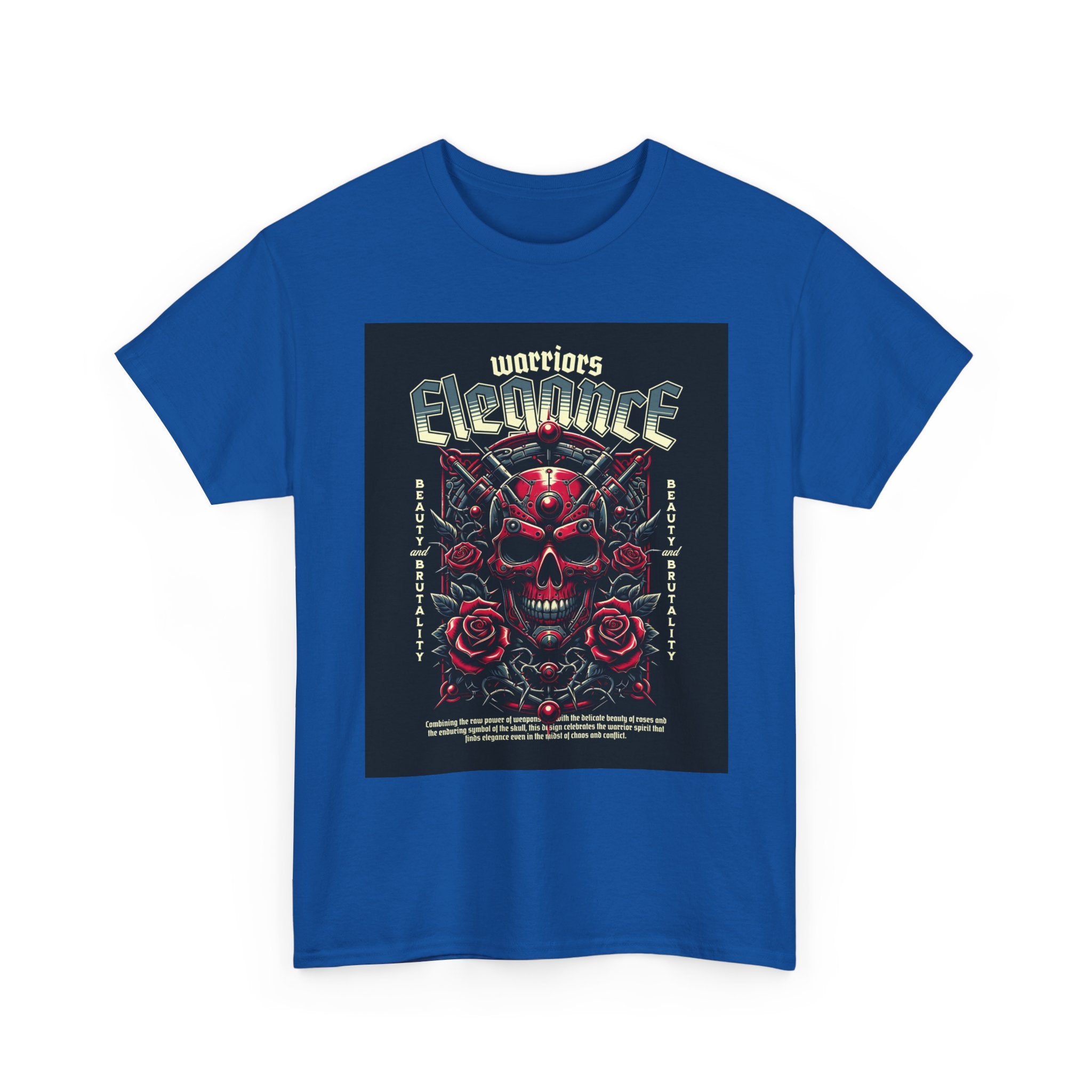 Warriors Electric Skull T‑Shirt — Red Skull & Roses Rock Graphic Tee