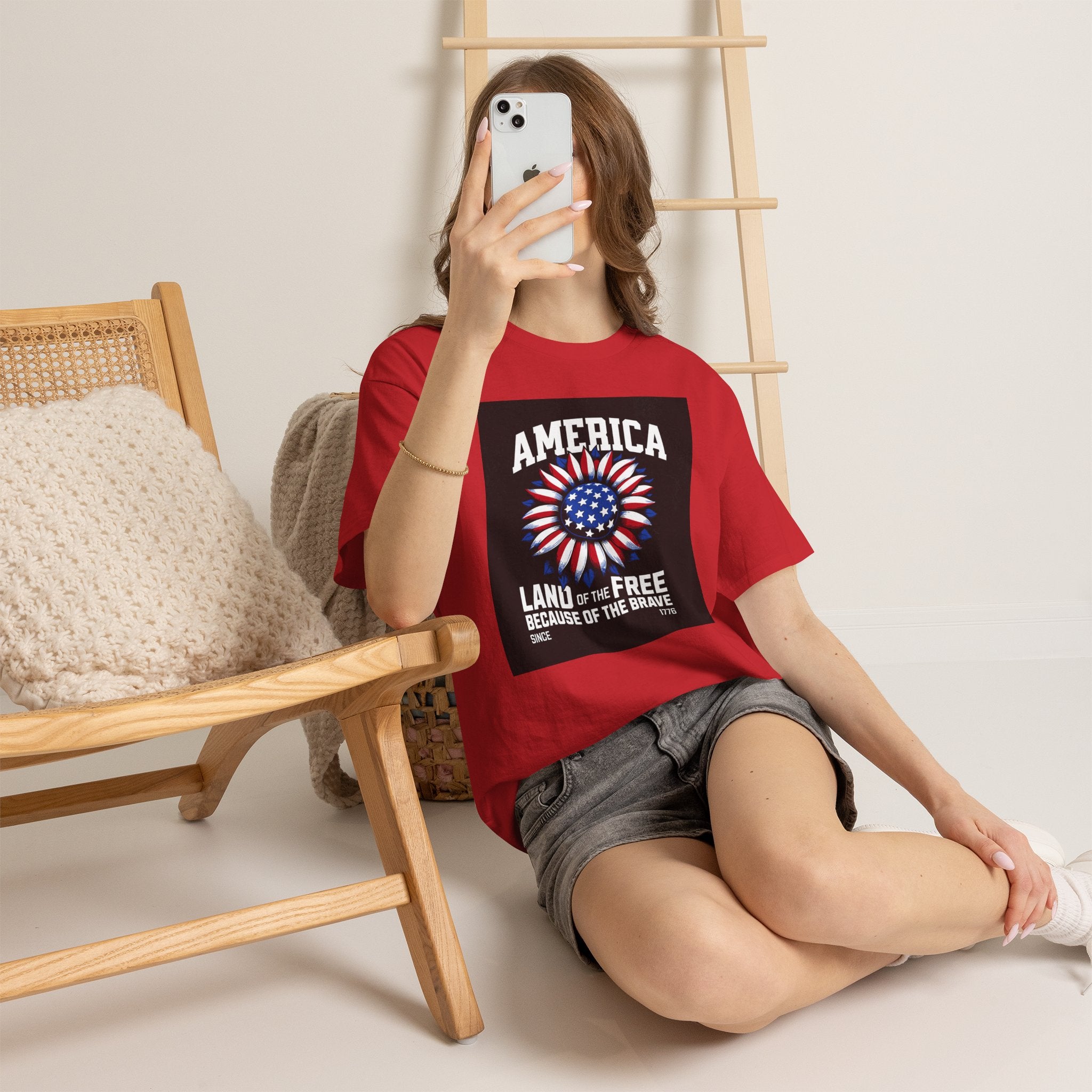Patriotic America Tee — "Land of the Free Because of the Brave" Cotton T-Shirt