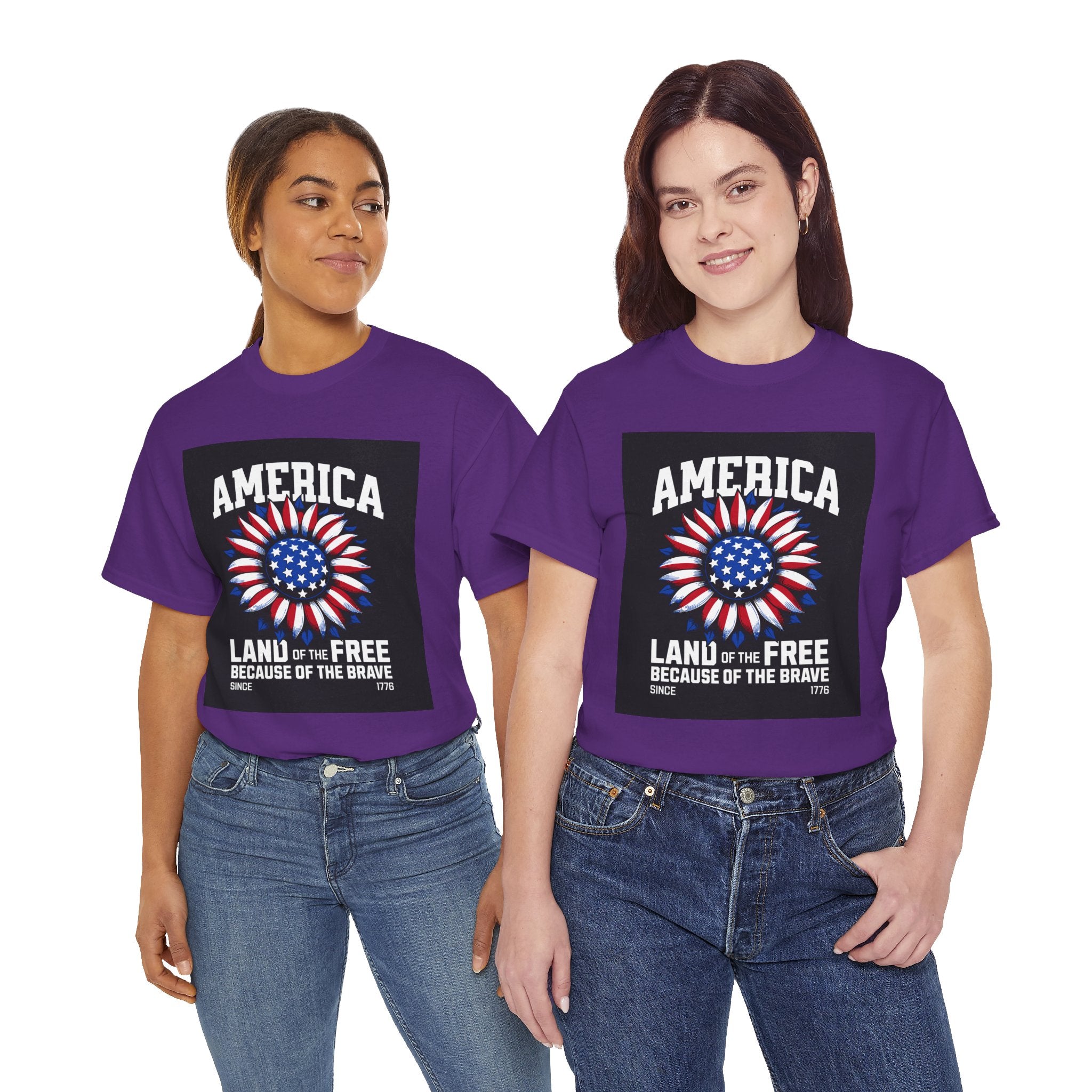 Patriotic America Tee — "Land of the Free Because of the Brave" Cotton T-Shirt