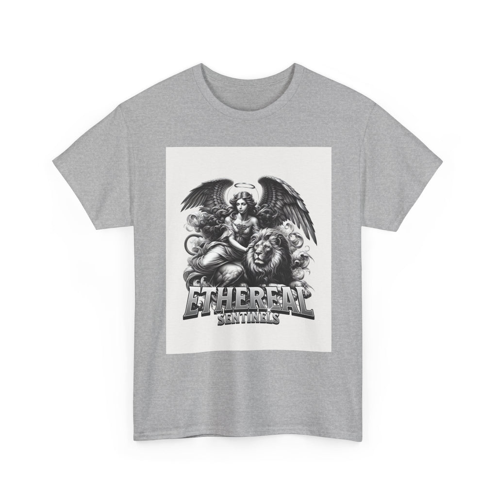 Angel & Lion Graphic Tee — "Ethereal" Vintage Gothic Streetwear
