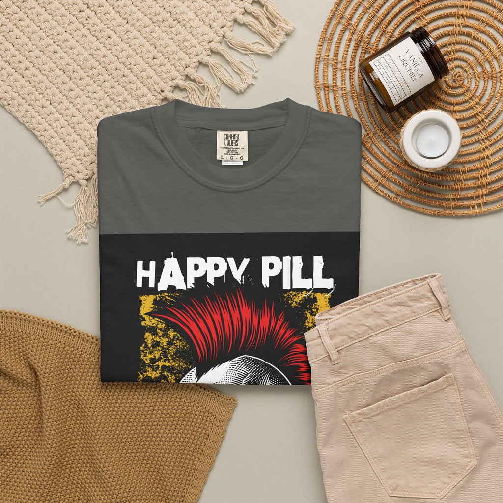 Happy Pill Punk Skull T-Shirt — 'Happy Pill Medication' Graphic Tee